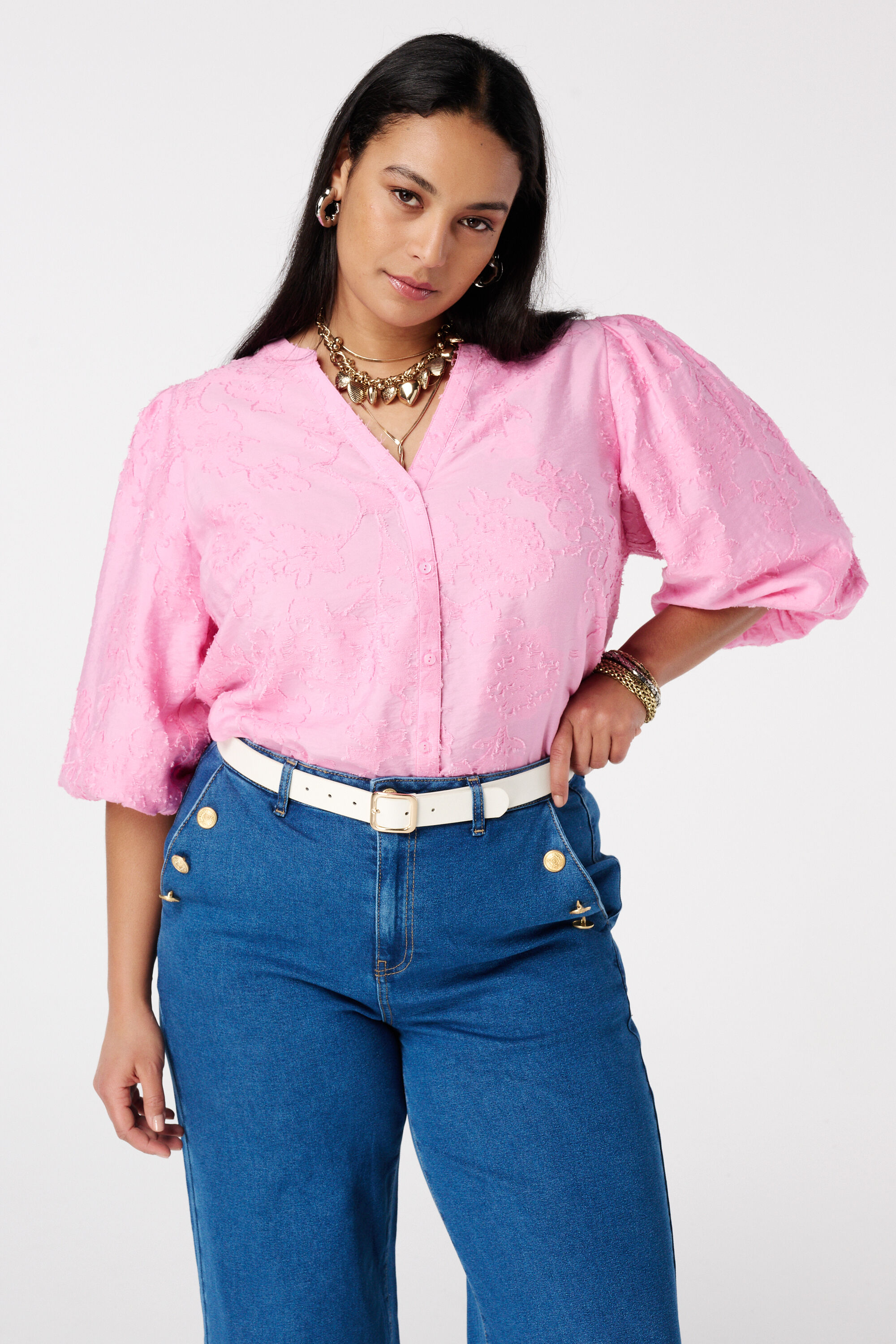 Imitatieleren riem met gouden gesp