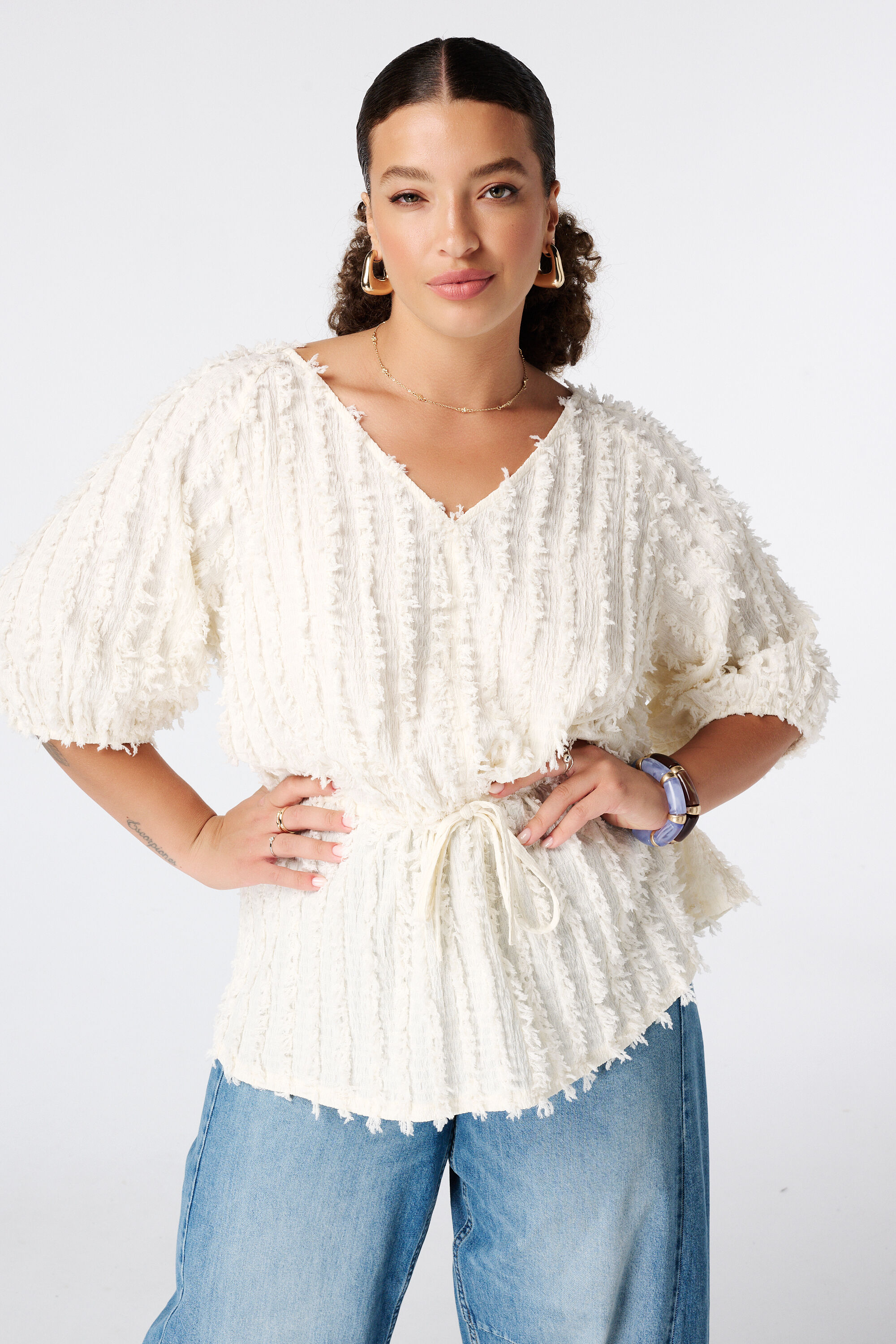 Harige top met drawstring