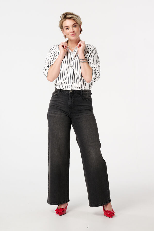 Wide leg jeans met hoge taille image number 0