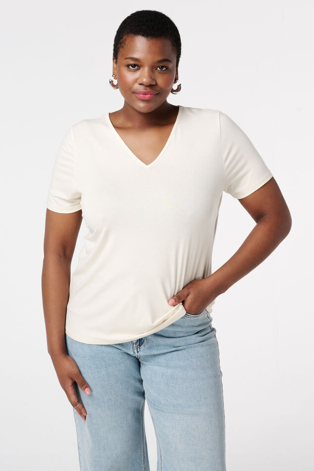 T-shirt met V-hals image number 0
