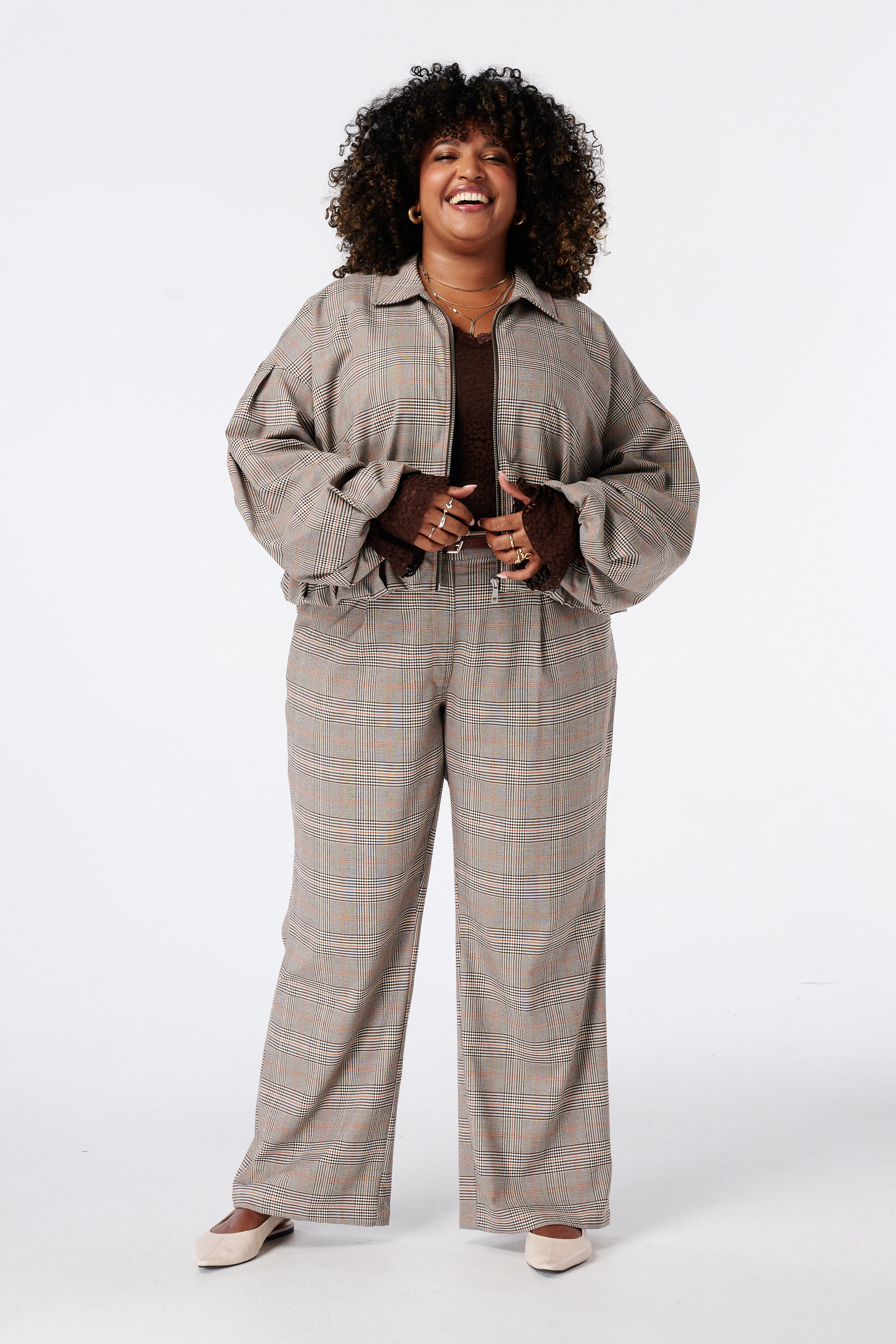 Geruite broek met ceintuur