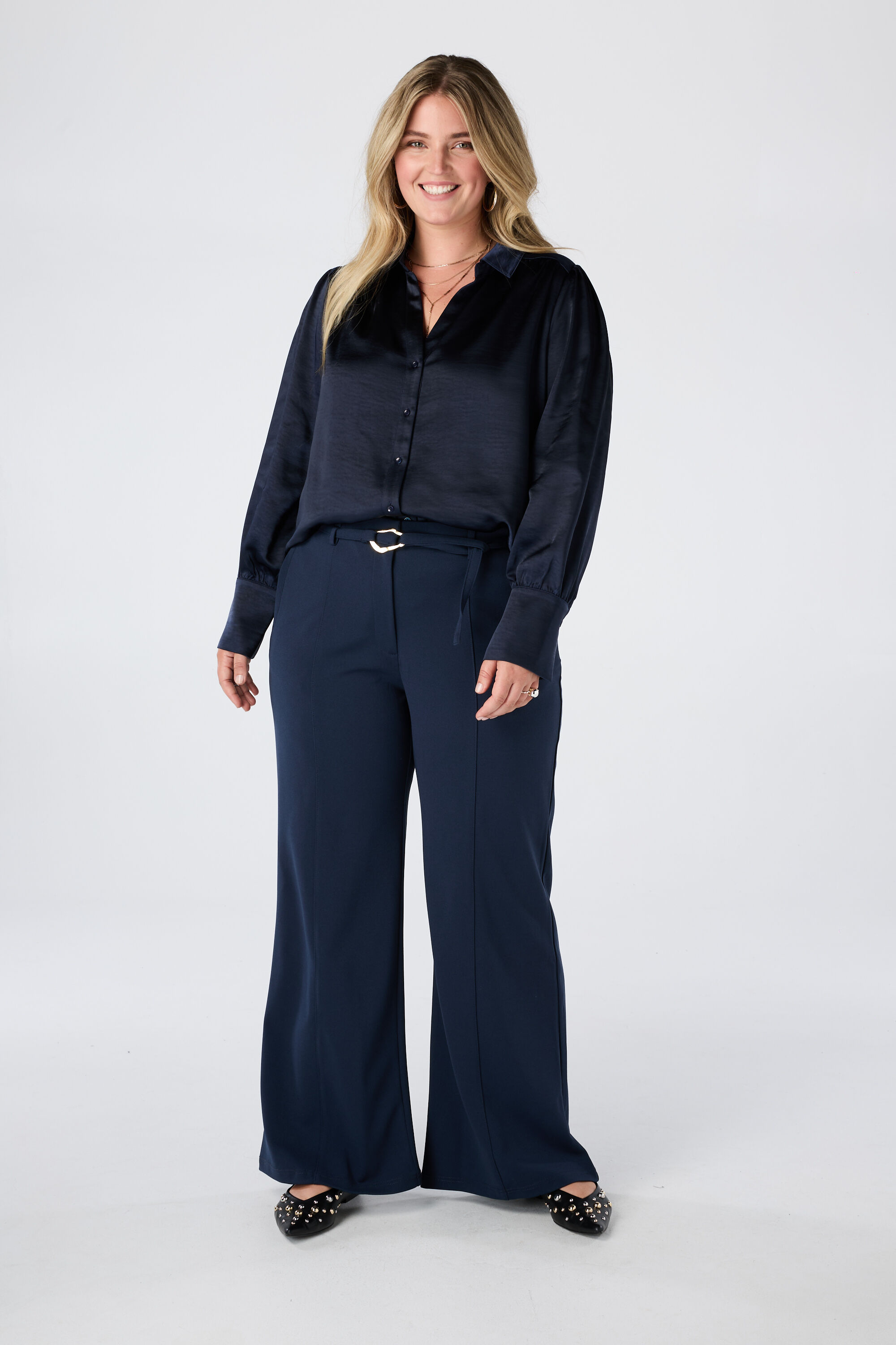 Rechte pantalon met ceintuur