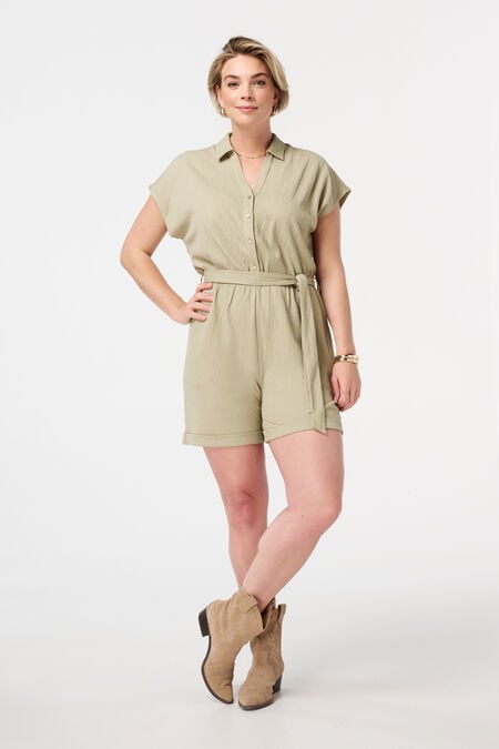 Playsuit met ceintuur en kraag Playsuit met ceintuur en kraag