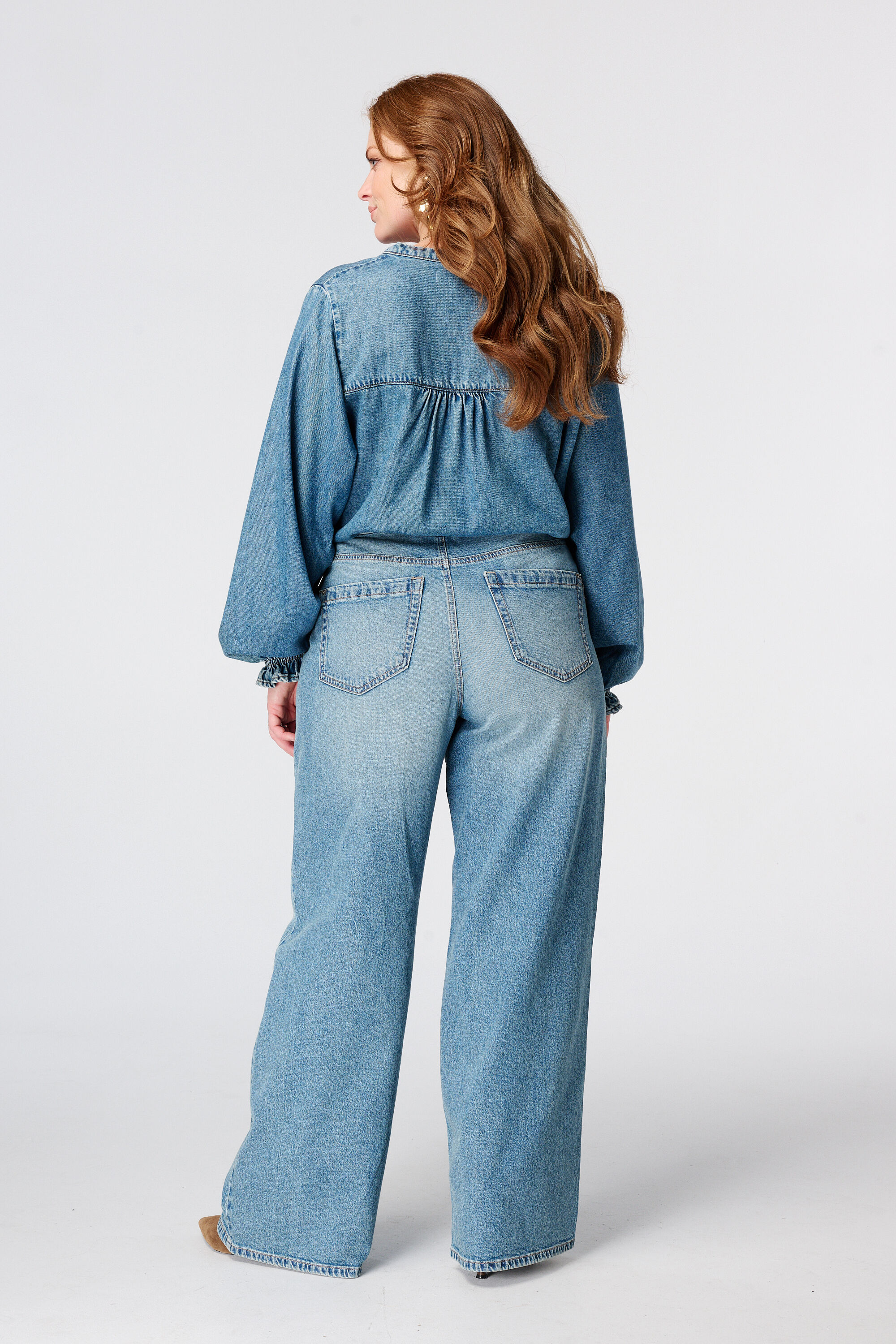Wide leg jeans met hoge taille image number 3
