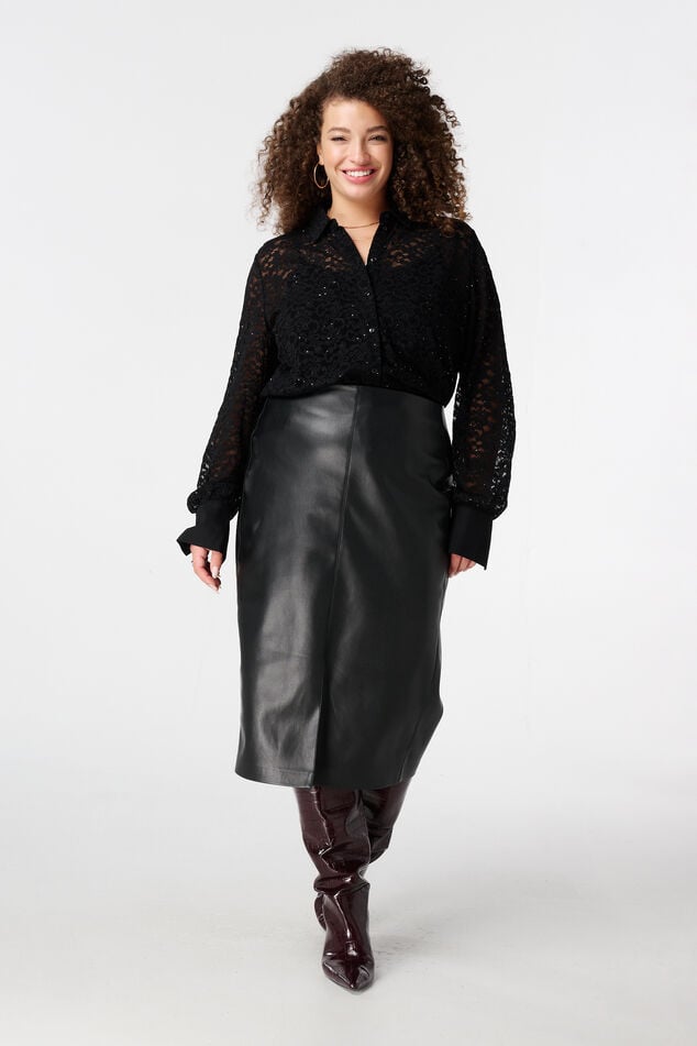 Jersey top met kant en pailetten image number 5