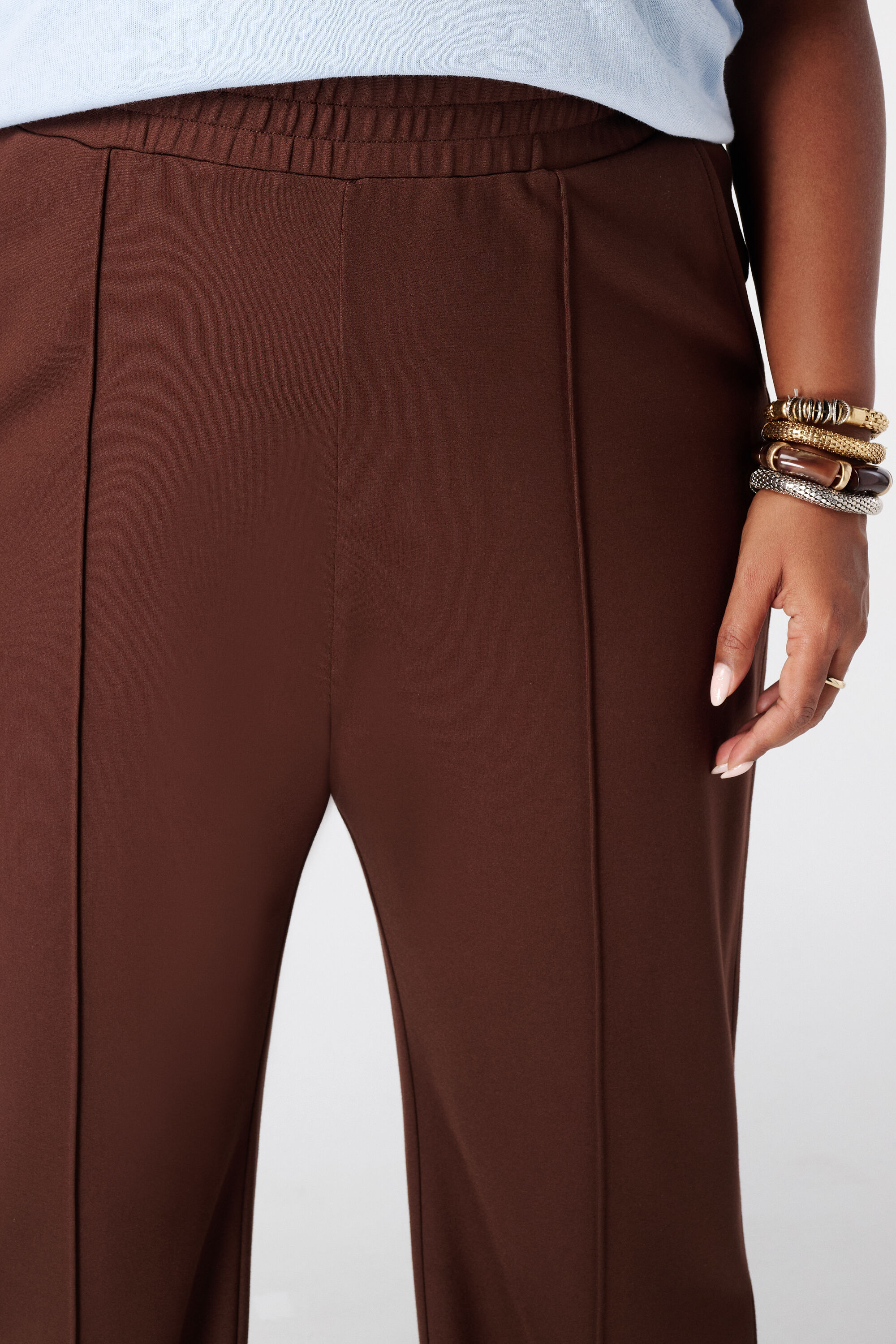 Wide leg pantalon met elastische taille image number 4