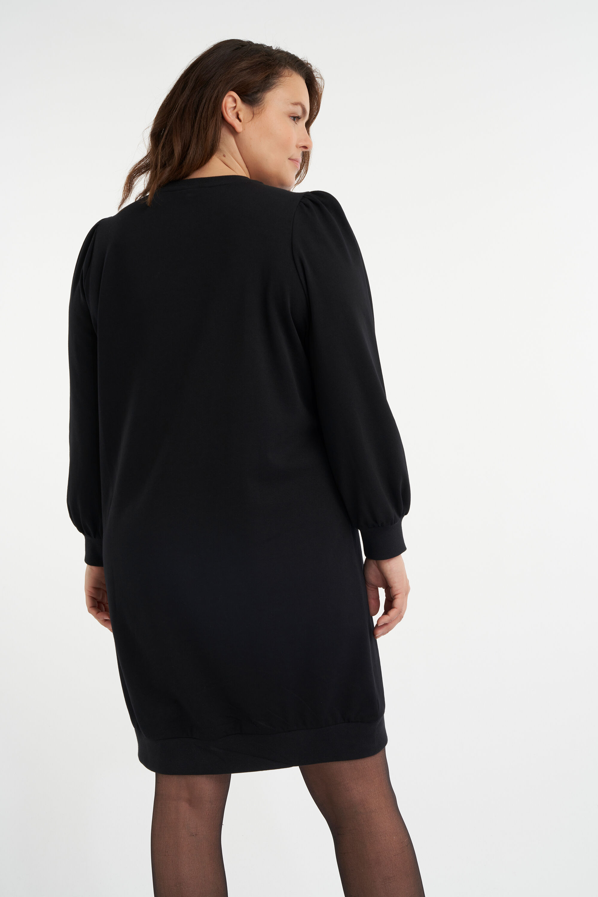 Sweater jurk met pofmouwen image number 3