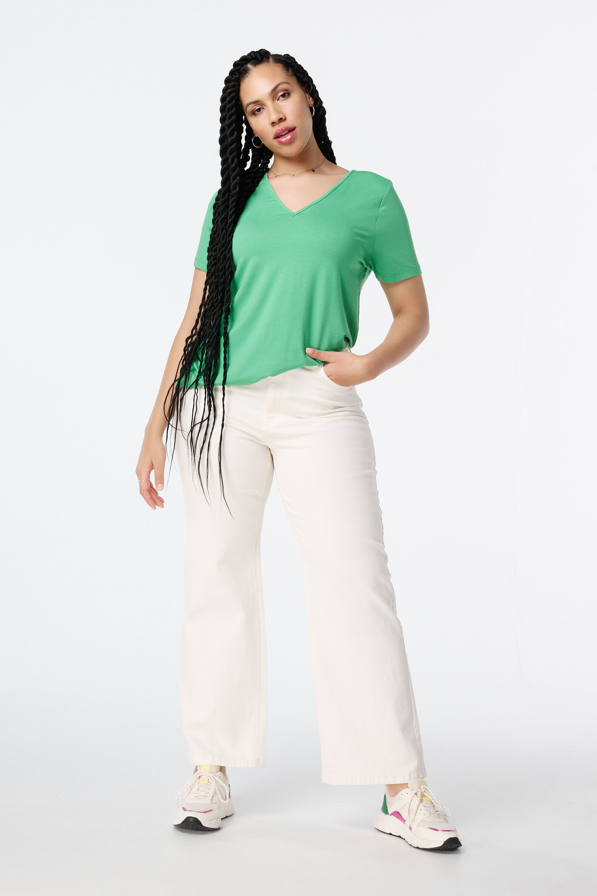 T-shirt met V-hals image number 5