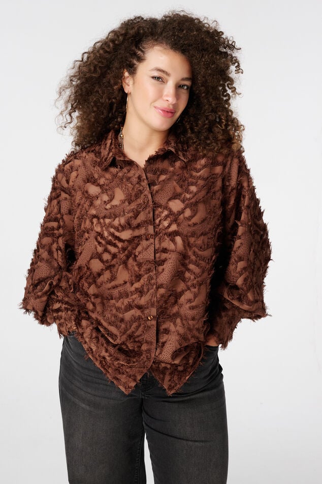 Fluffy blouse met opdruk image number 0