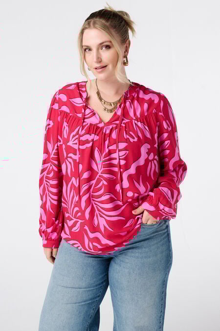 Blouse met print en klosjes Blouse met print en klosjes