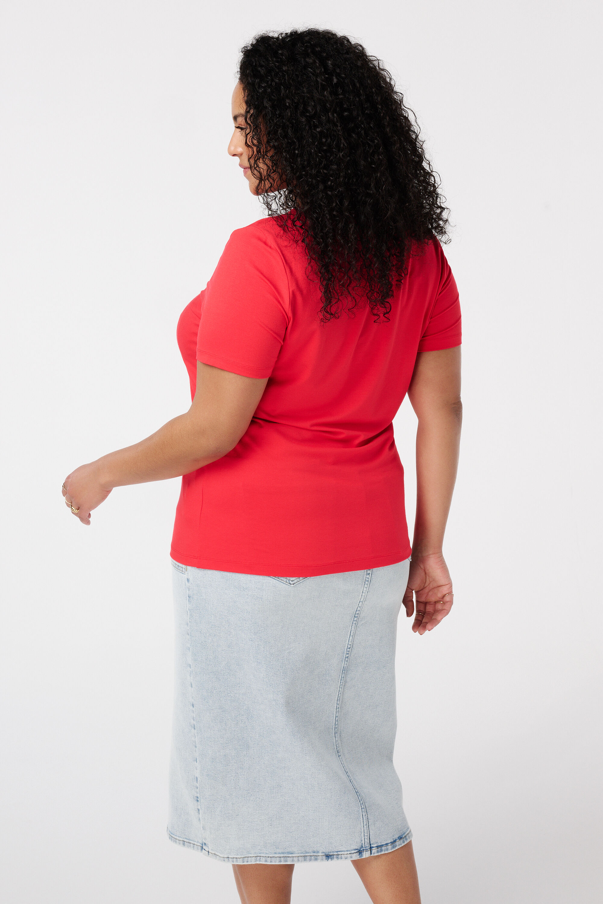 T-shirt met V-hals image number 3