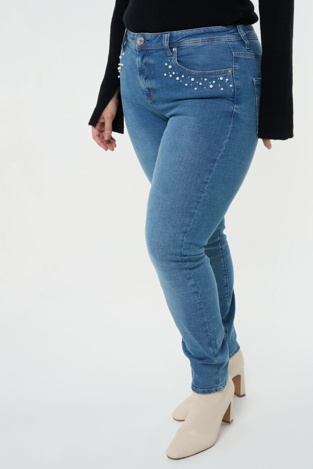 Slim jeans met parels image number 6