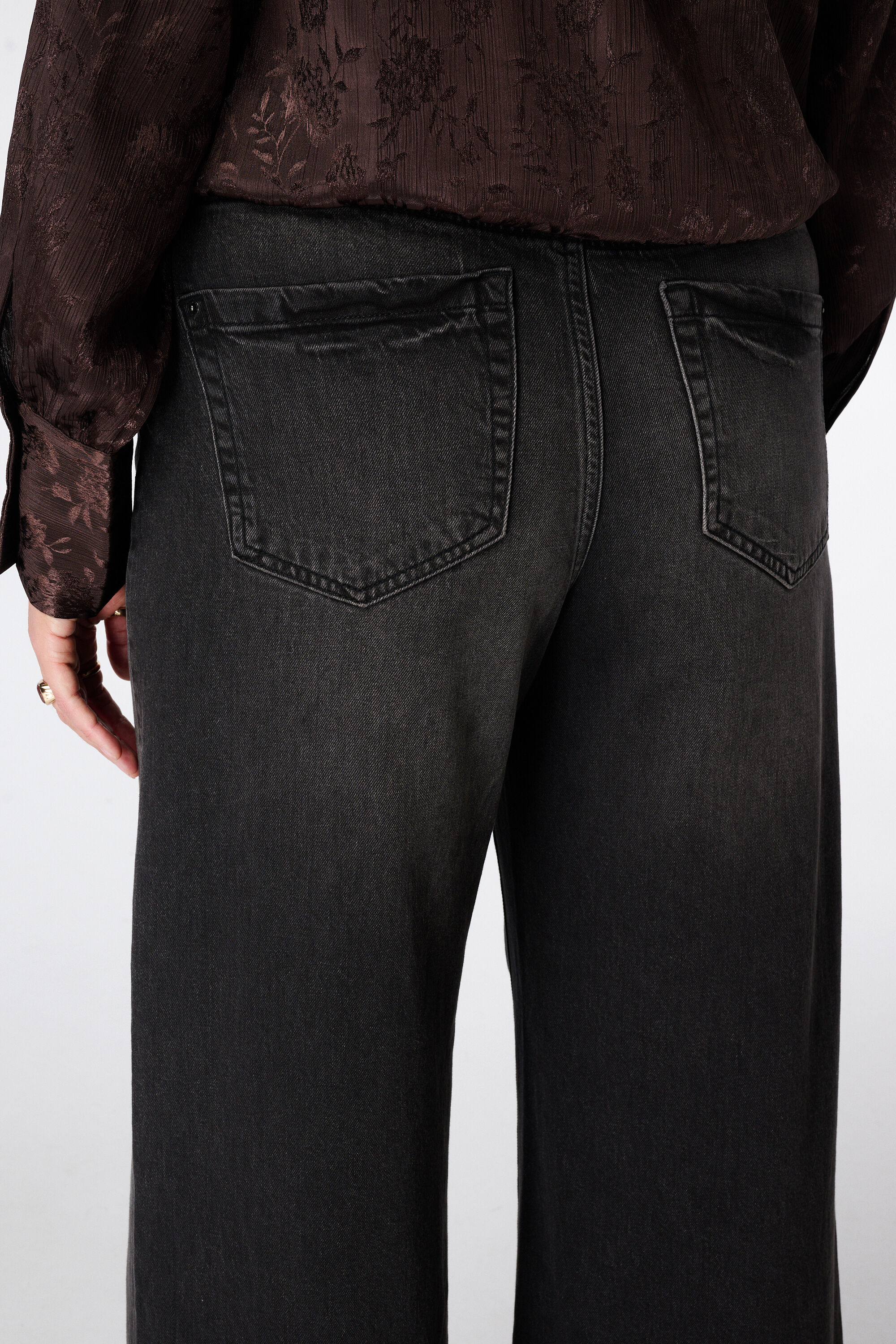 Wide leg jeans met hoge taille image number 4