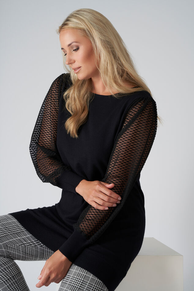 Lange trui met chiffon mouwen image number 0