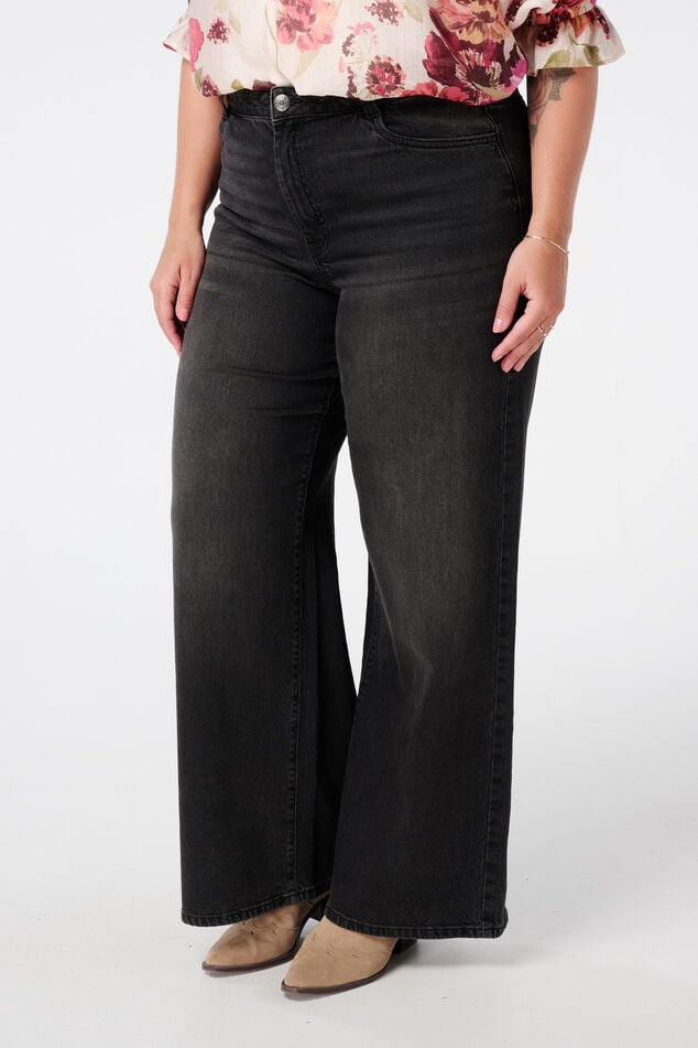 Wide leg jeans met hoge taille image number 5