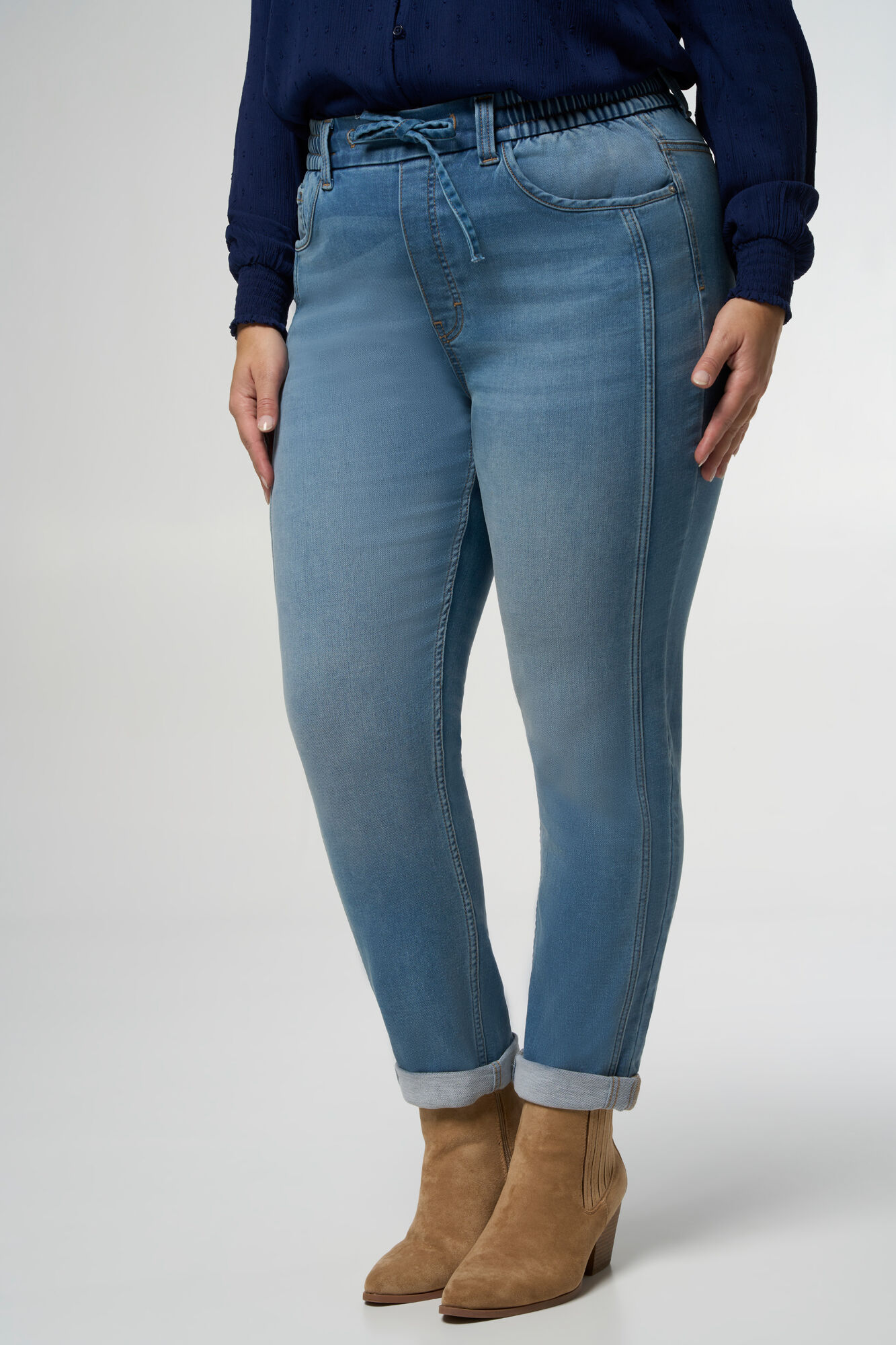 Denim jogger broek image number 5