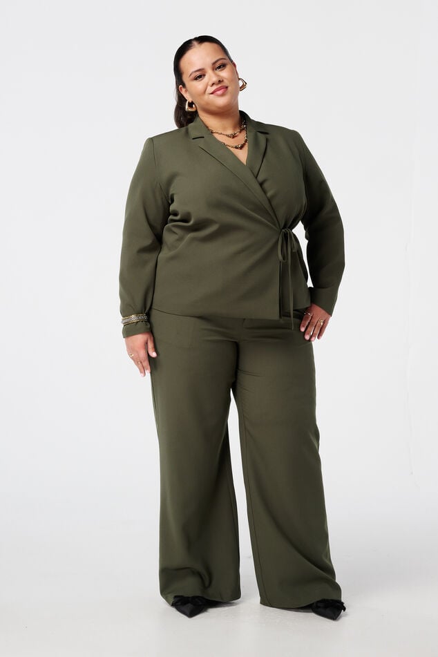 Overslag blazer met strikceintuur image number 5