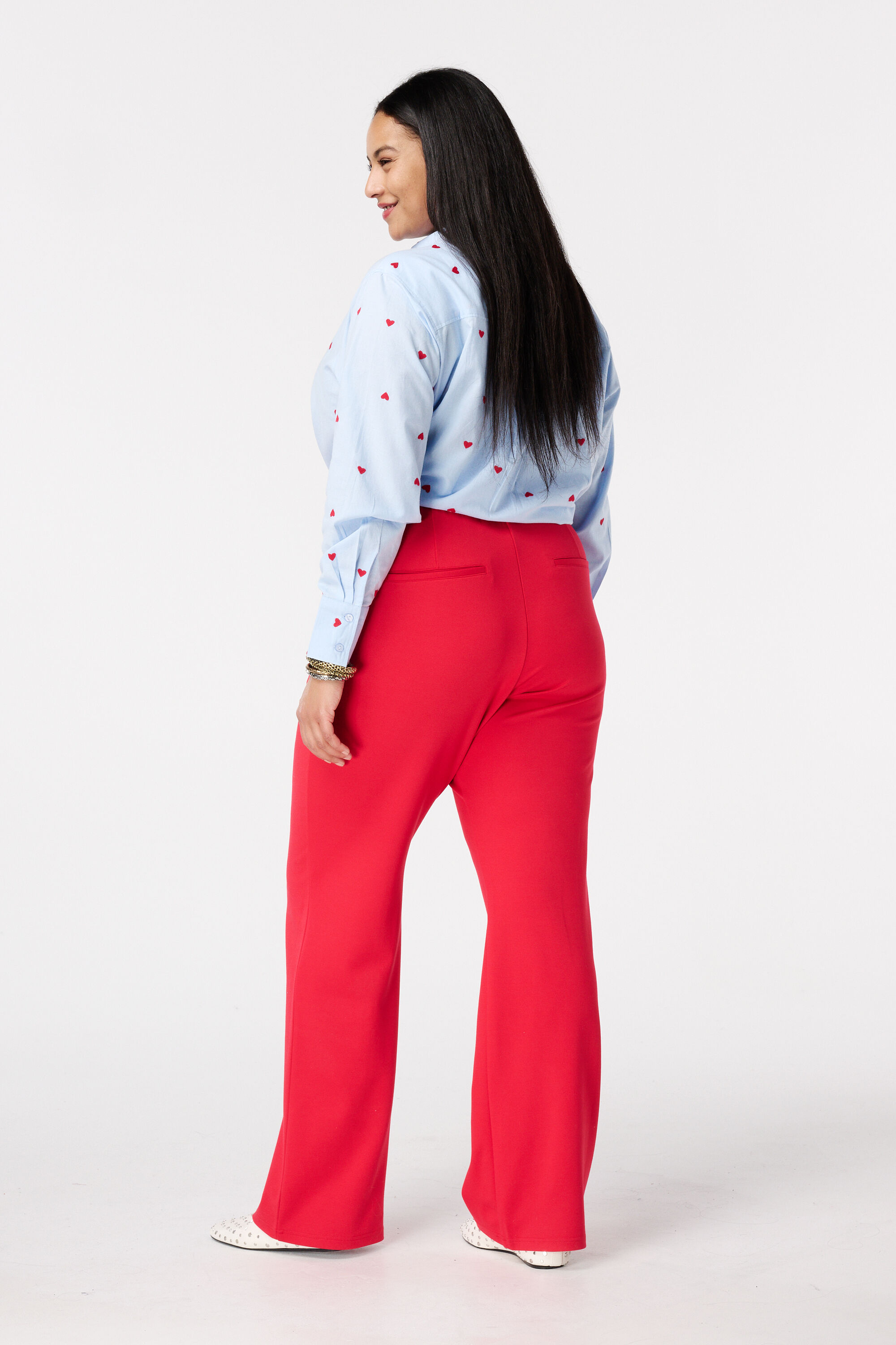 Wide leg pantalon met siernaden image number 3