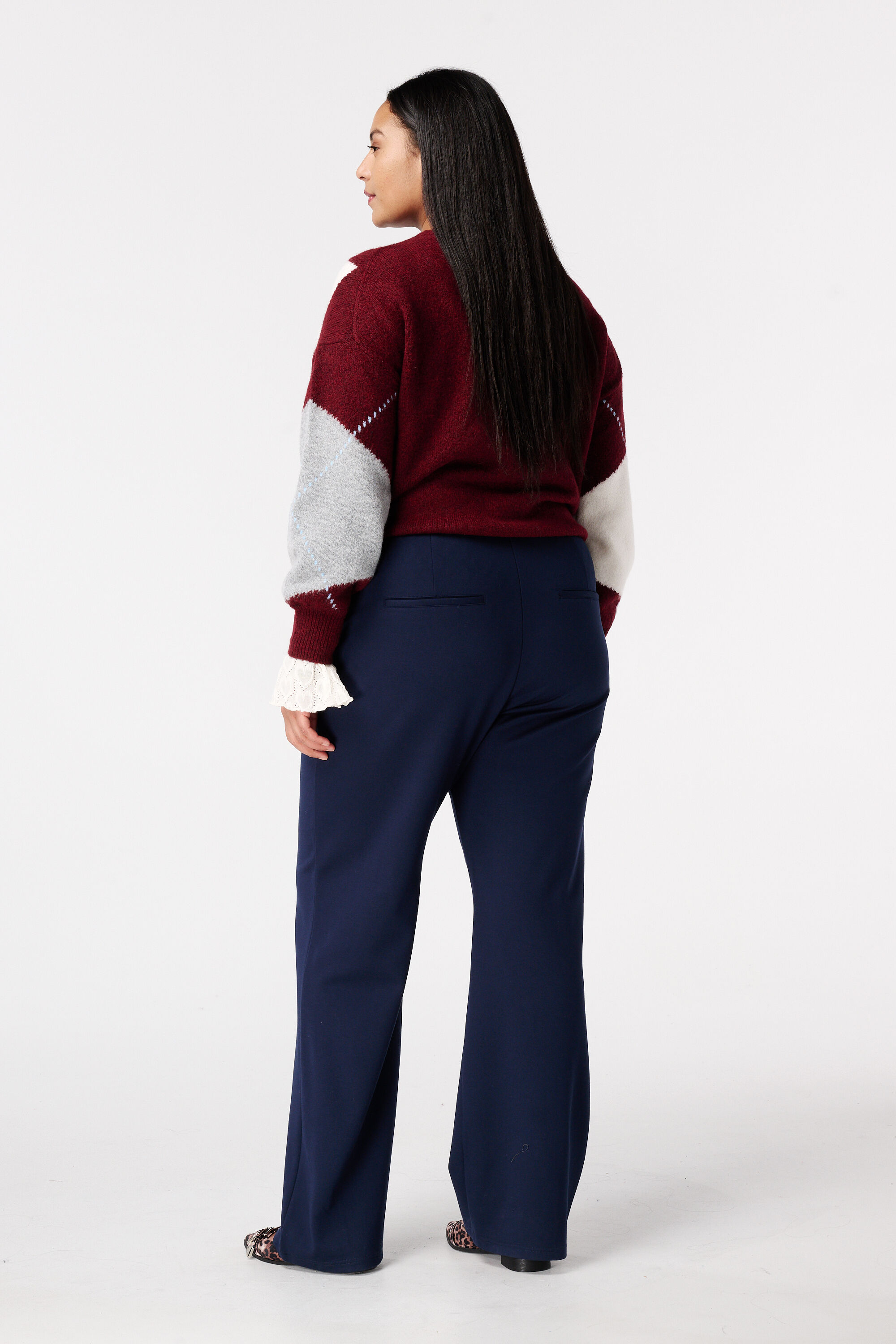 Wide leg pantalon met siernaden image number 3