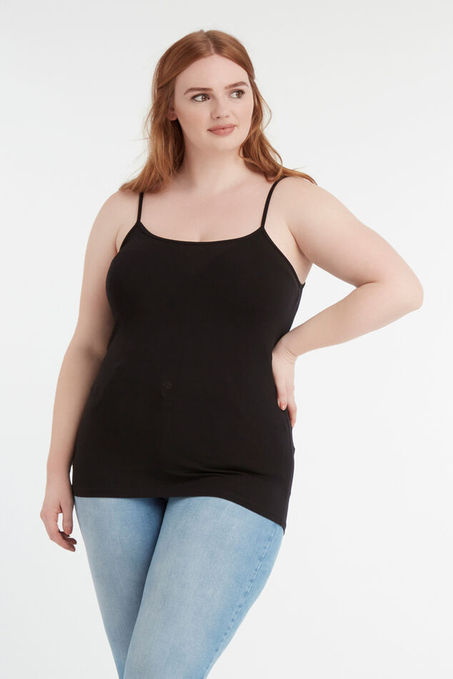 Katoenen top met spaghettibandjes image number 0