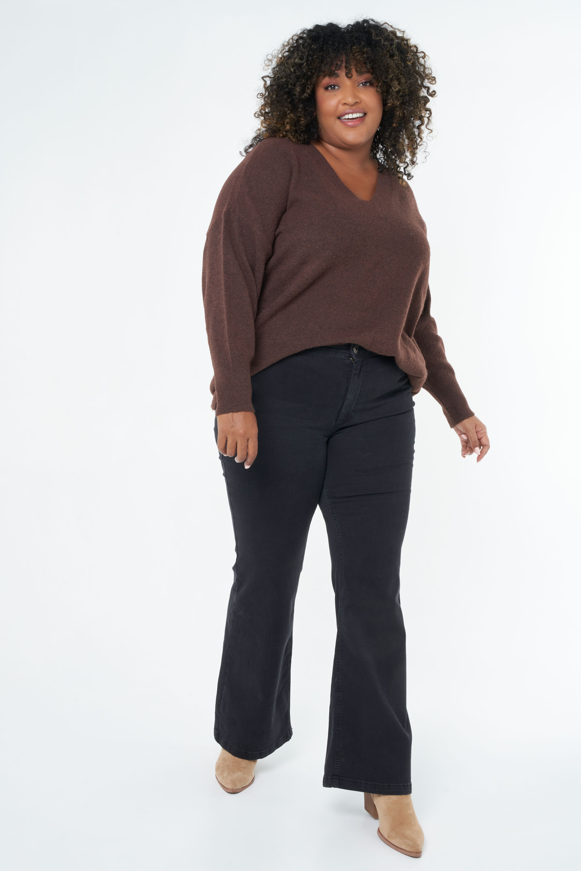 V-hals fijngebreide trui image number 5