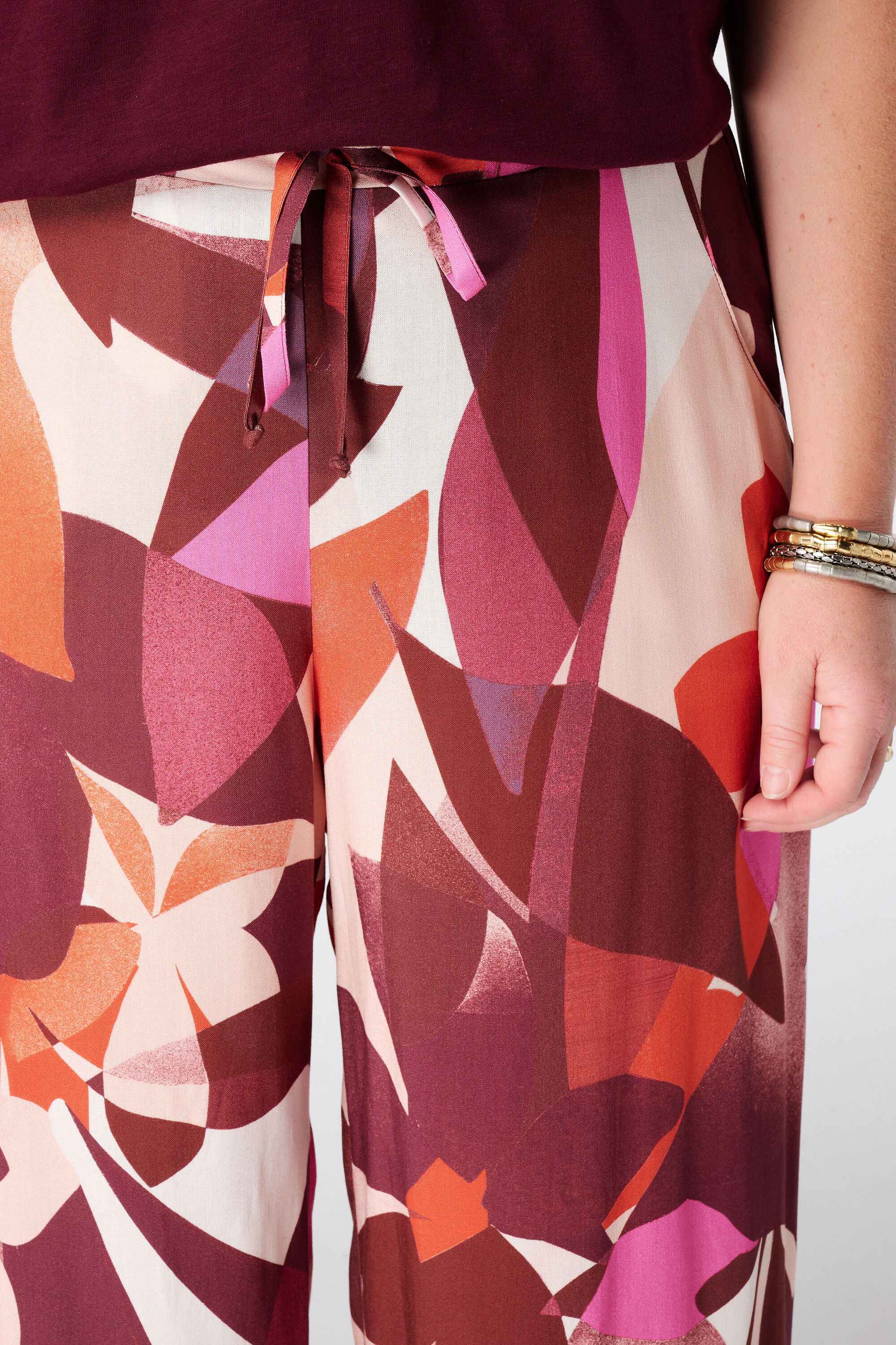 Wide leg broek met print image number 4