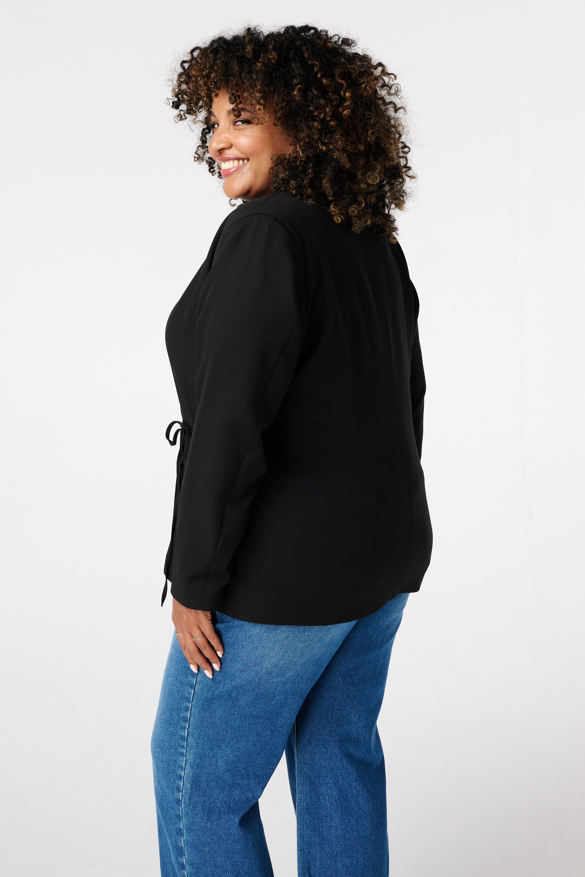 Overslag blazer met strikceintuur image number 3