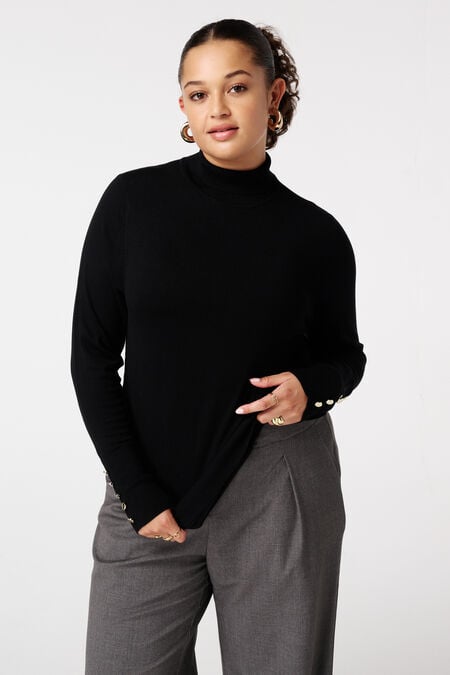 Trui met turtle neck en sierknopen Trui met turtle neck en sierknopen