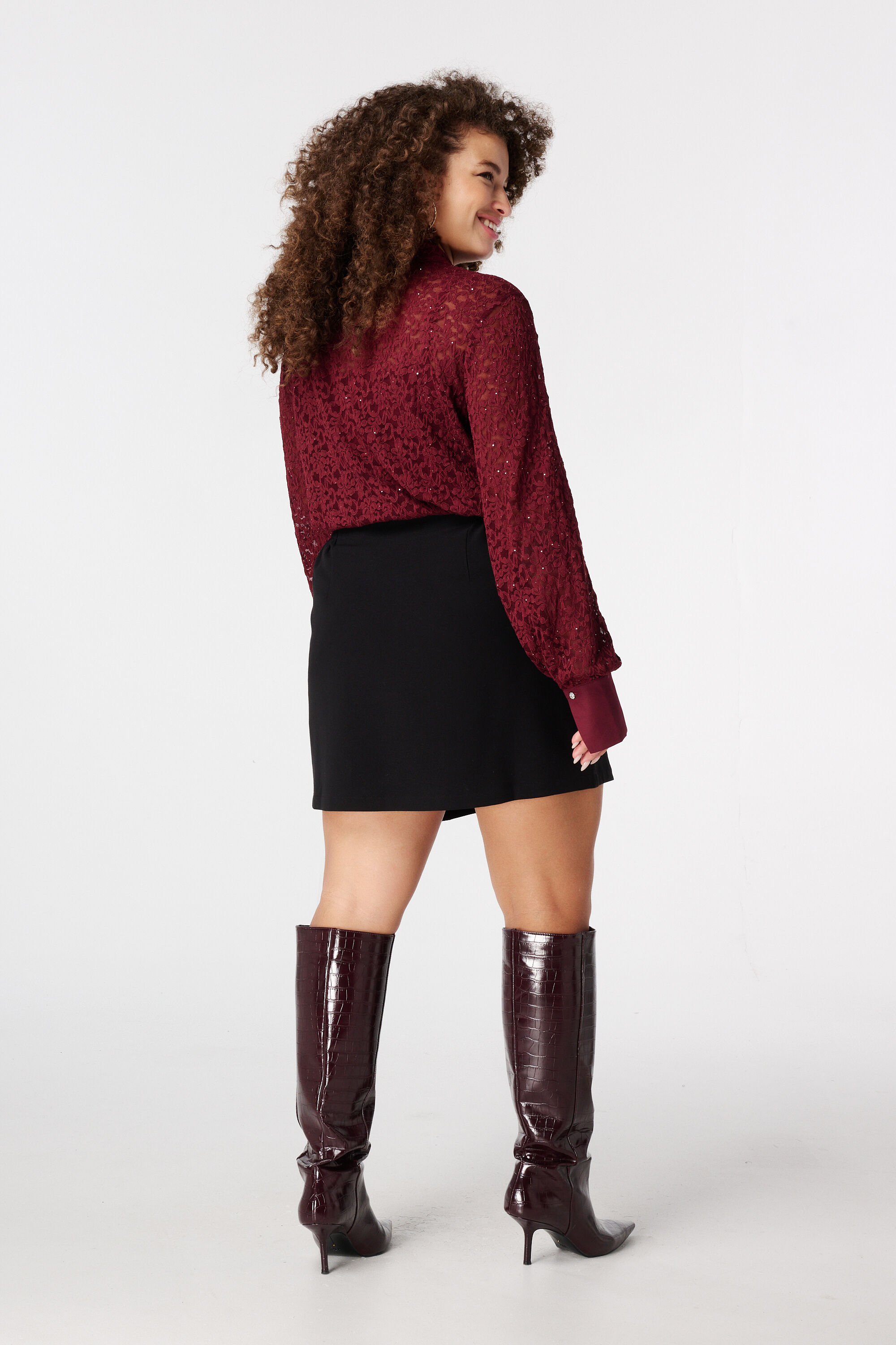 Rokje met overslag look en elastische taille image number 3