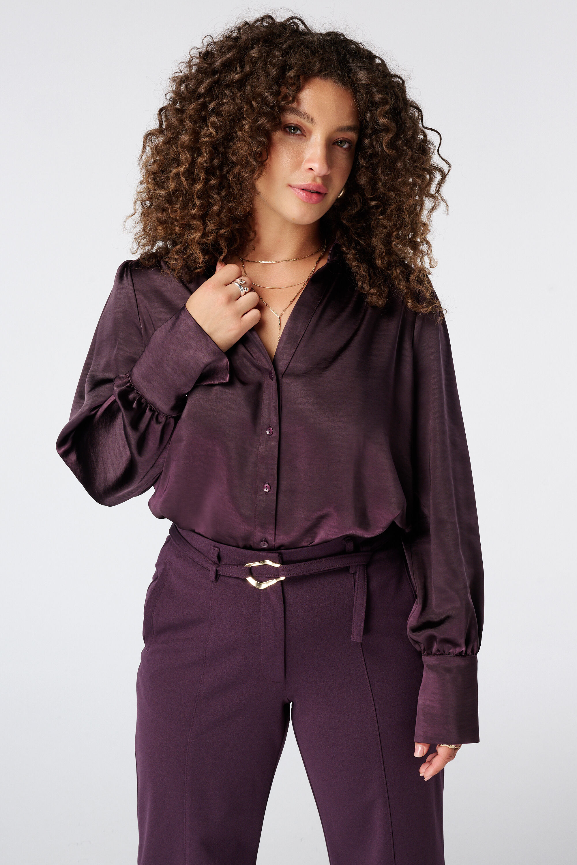 Blouse met satijnlook