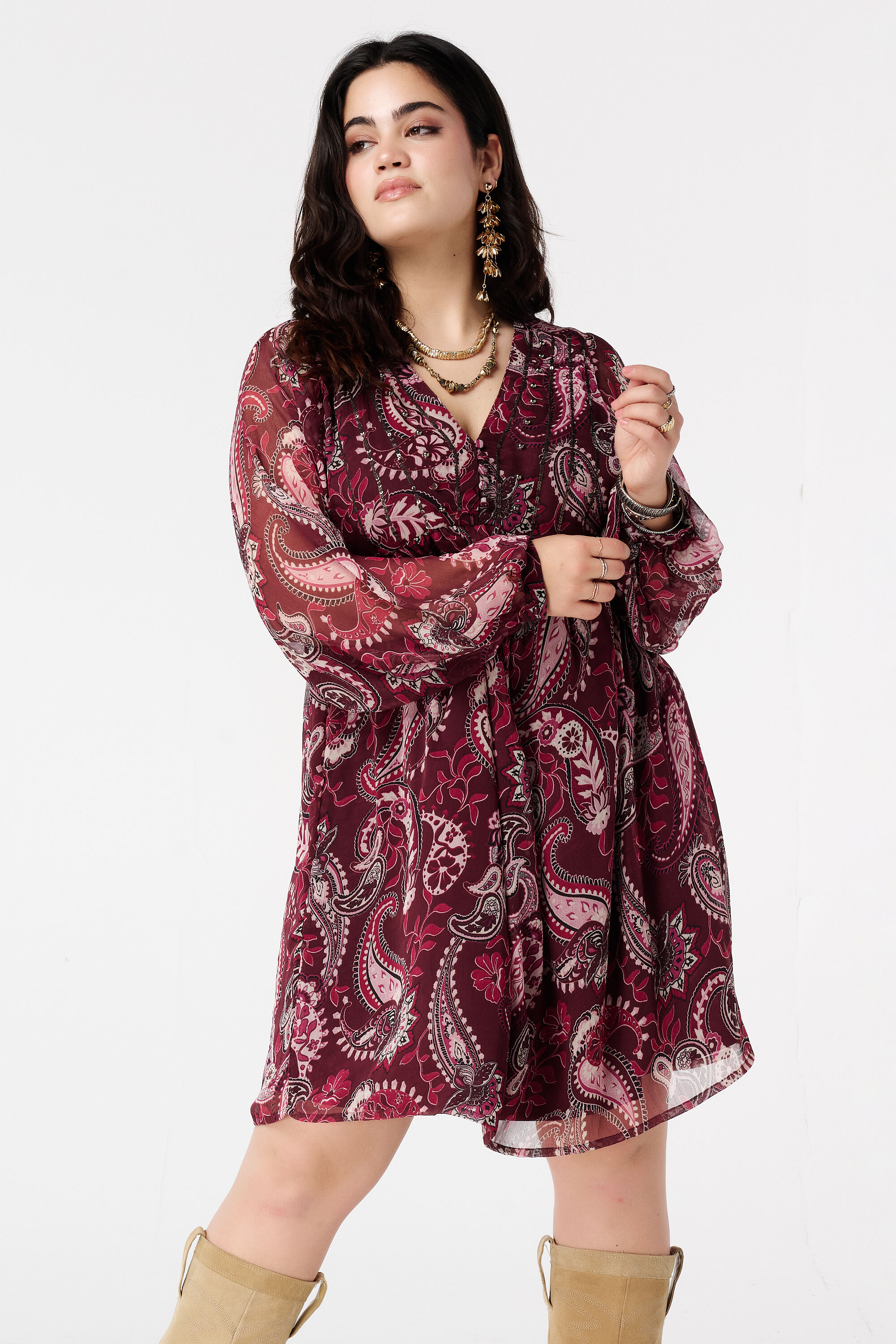 Jurk met transparante mouwen image number 5