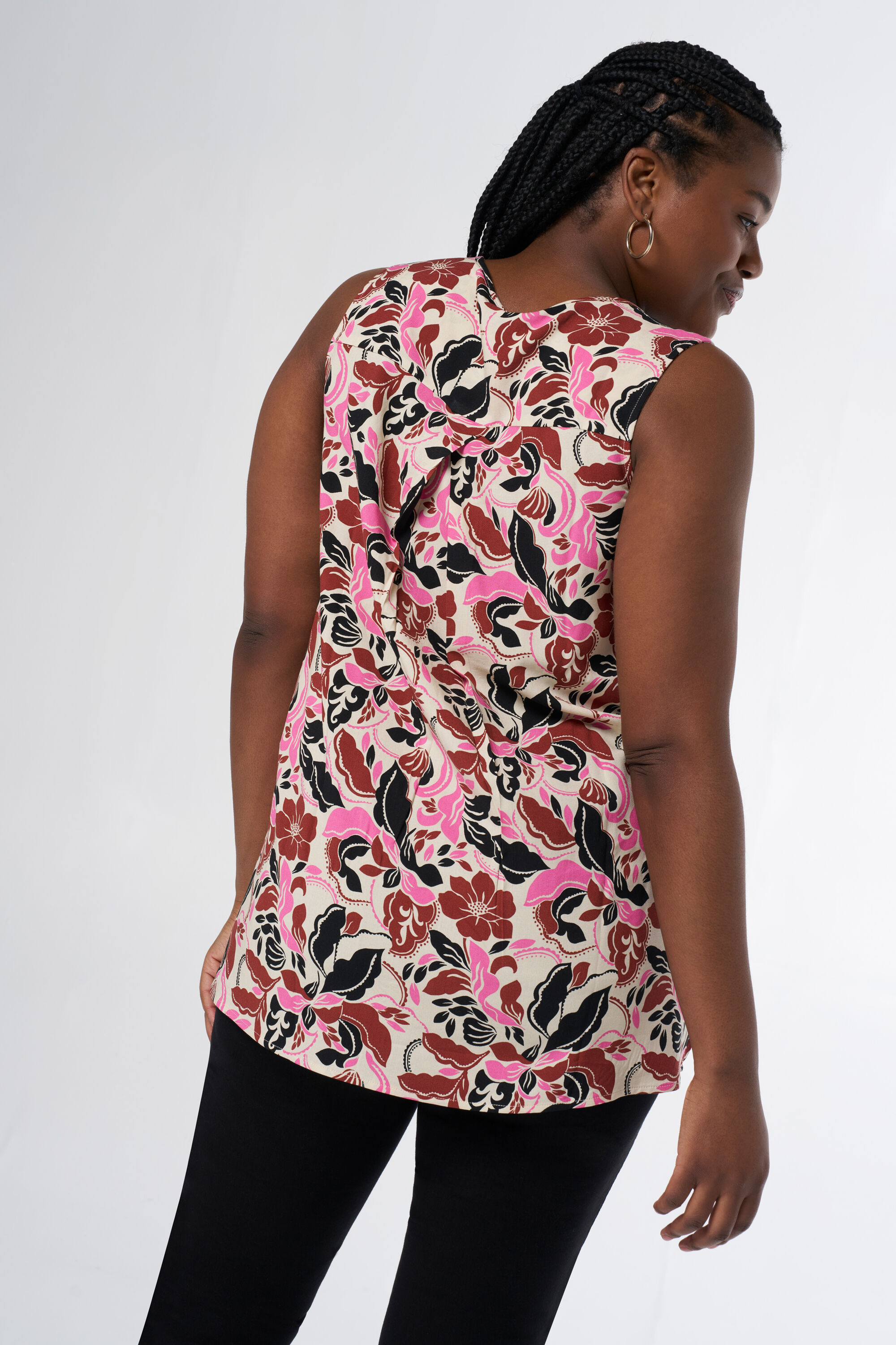 Mouwloze blouse met print image number 3