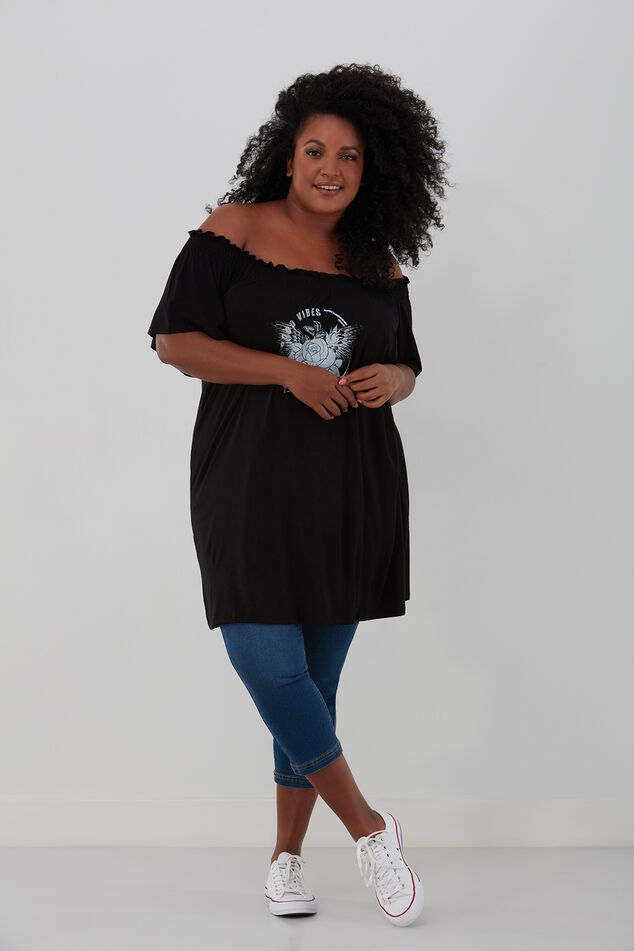 Top off-shoulder met print image number 0