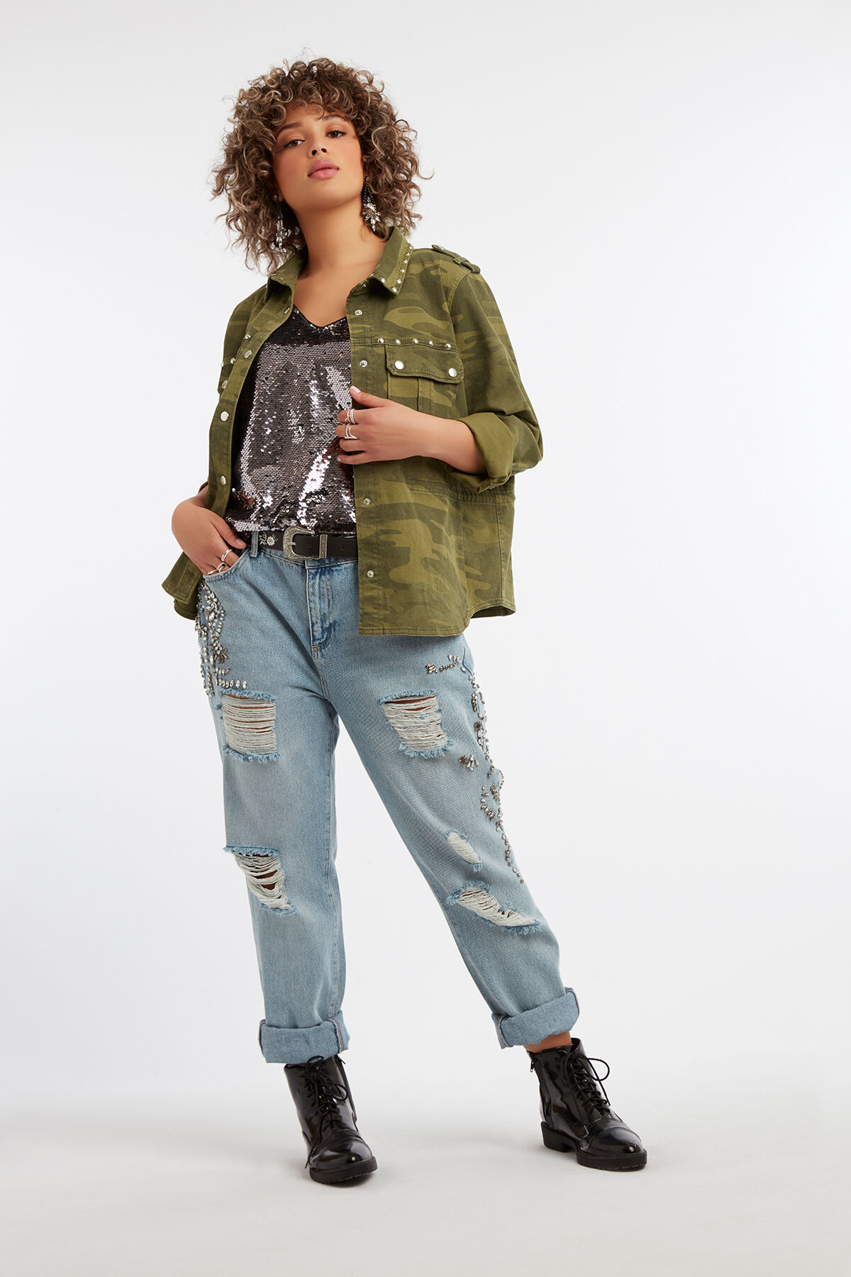 Boyfriend jeans met strass image number 6