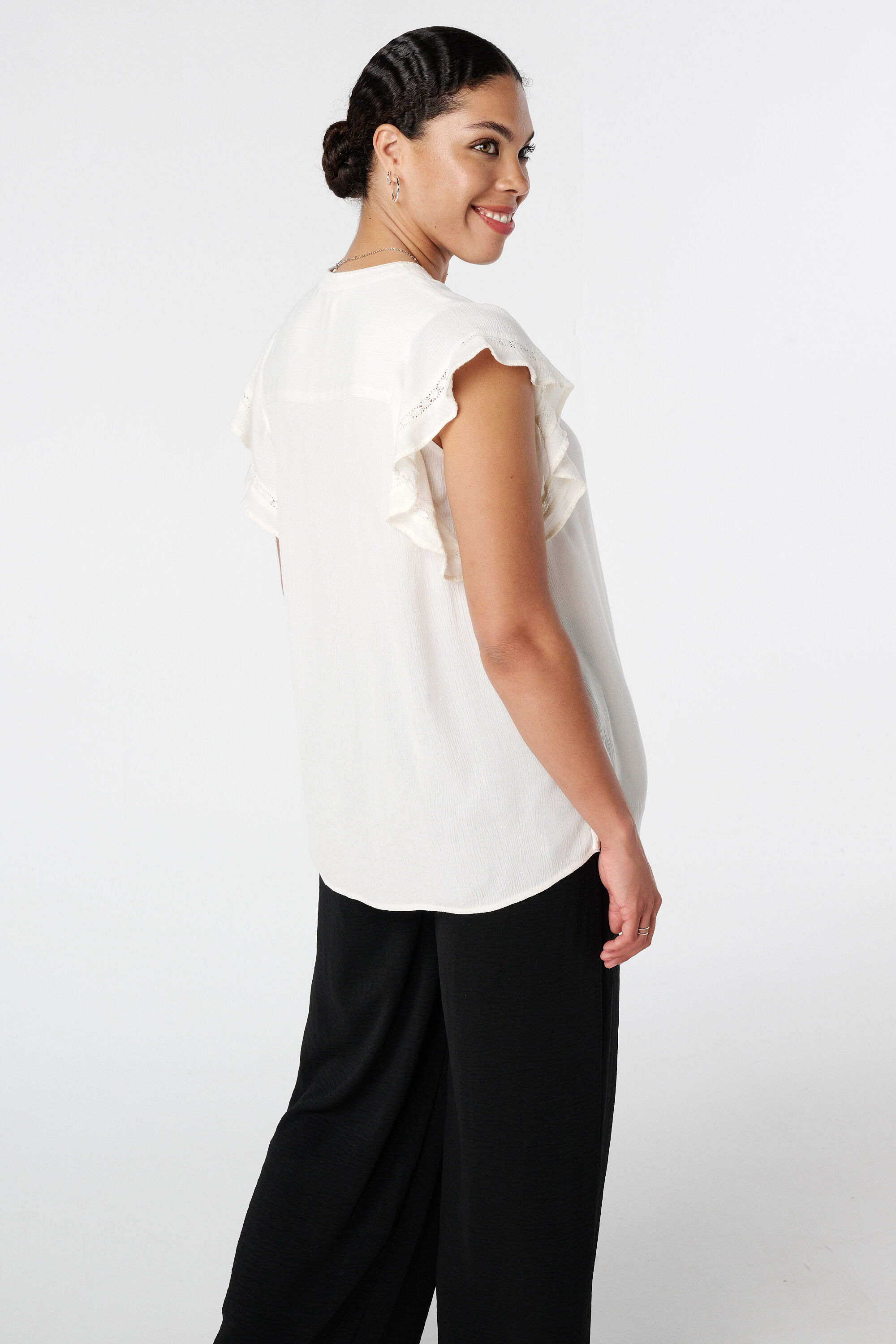 Blouse met v-hals en knoopsluiting image number 3