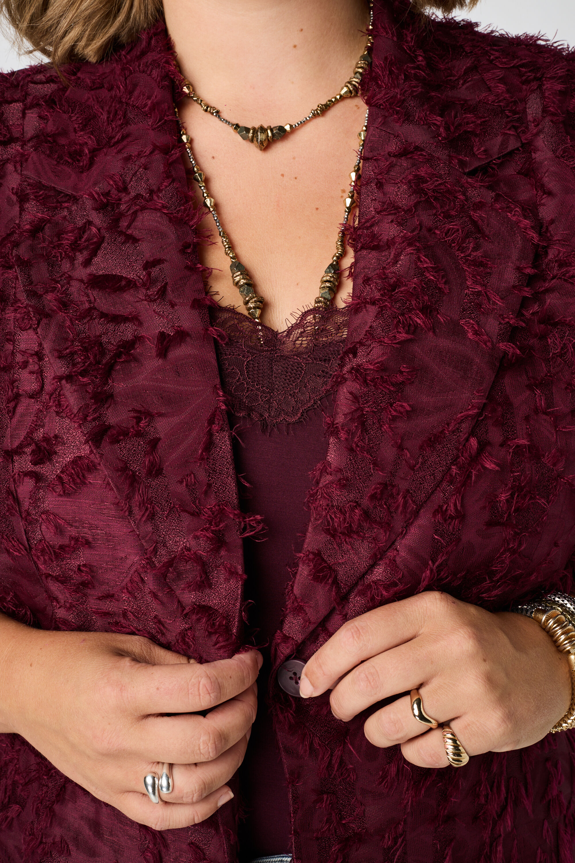 Fluffy blazer met pofmouwen image number 6