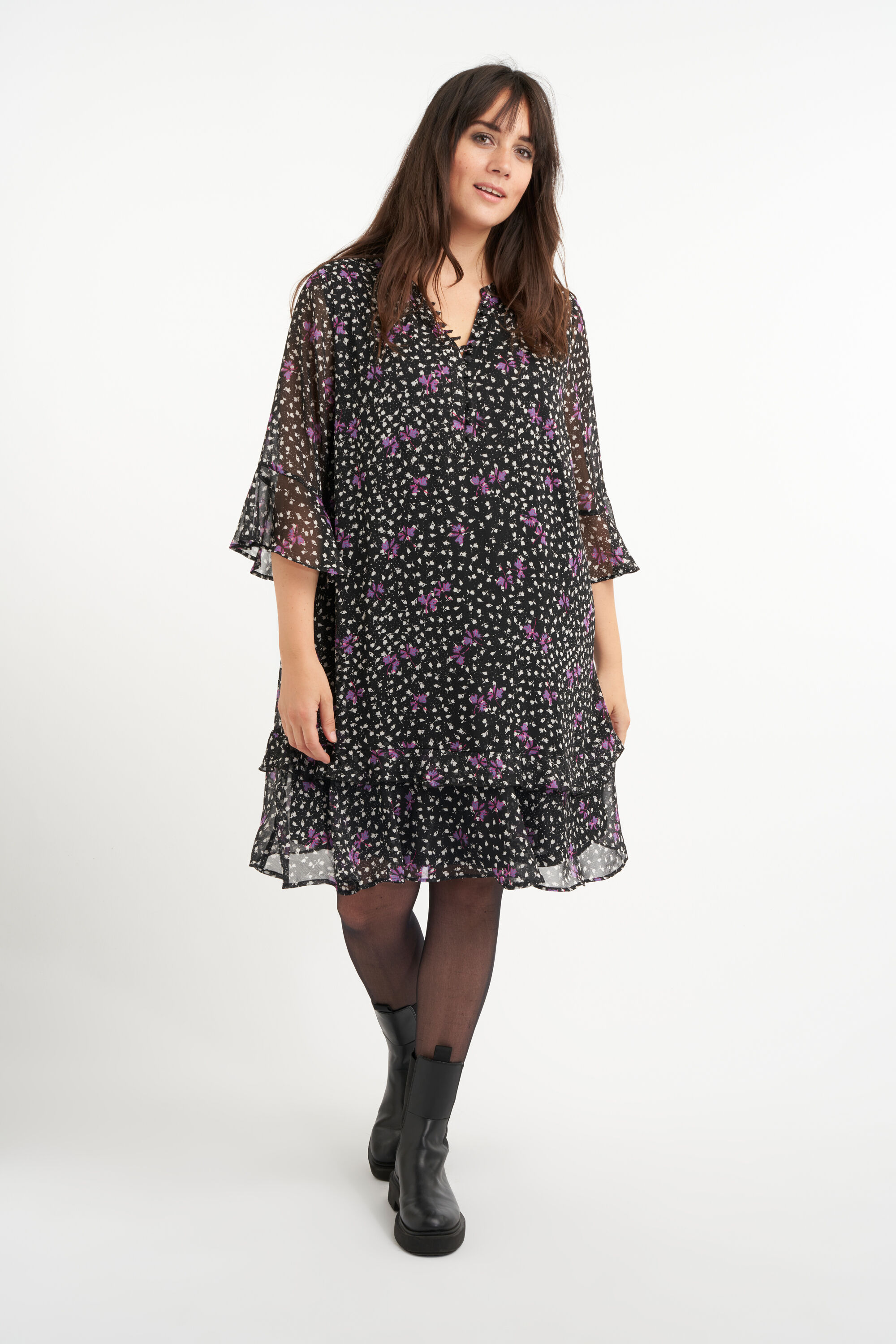 Jurk met volant en print image number 5