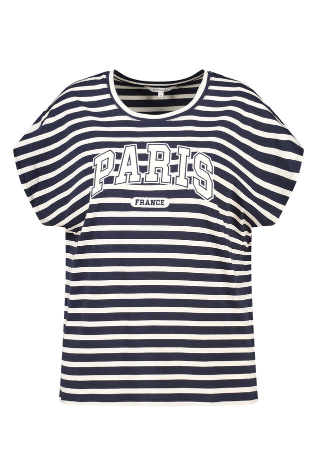 Gestreept t-shirt met opdruk image number 1