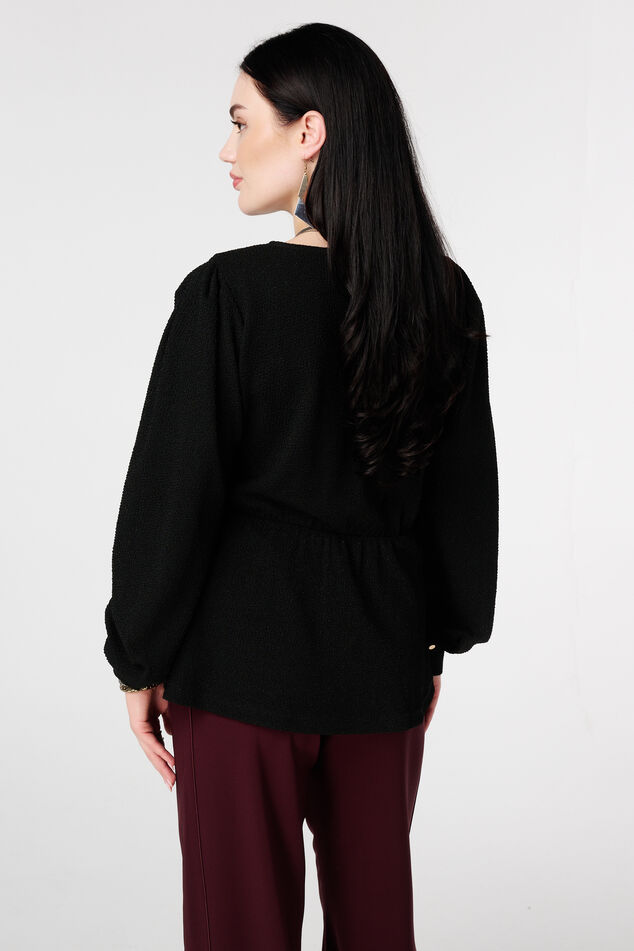 Glitter top met overslag look image number 3