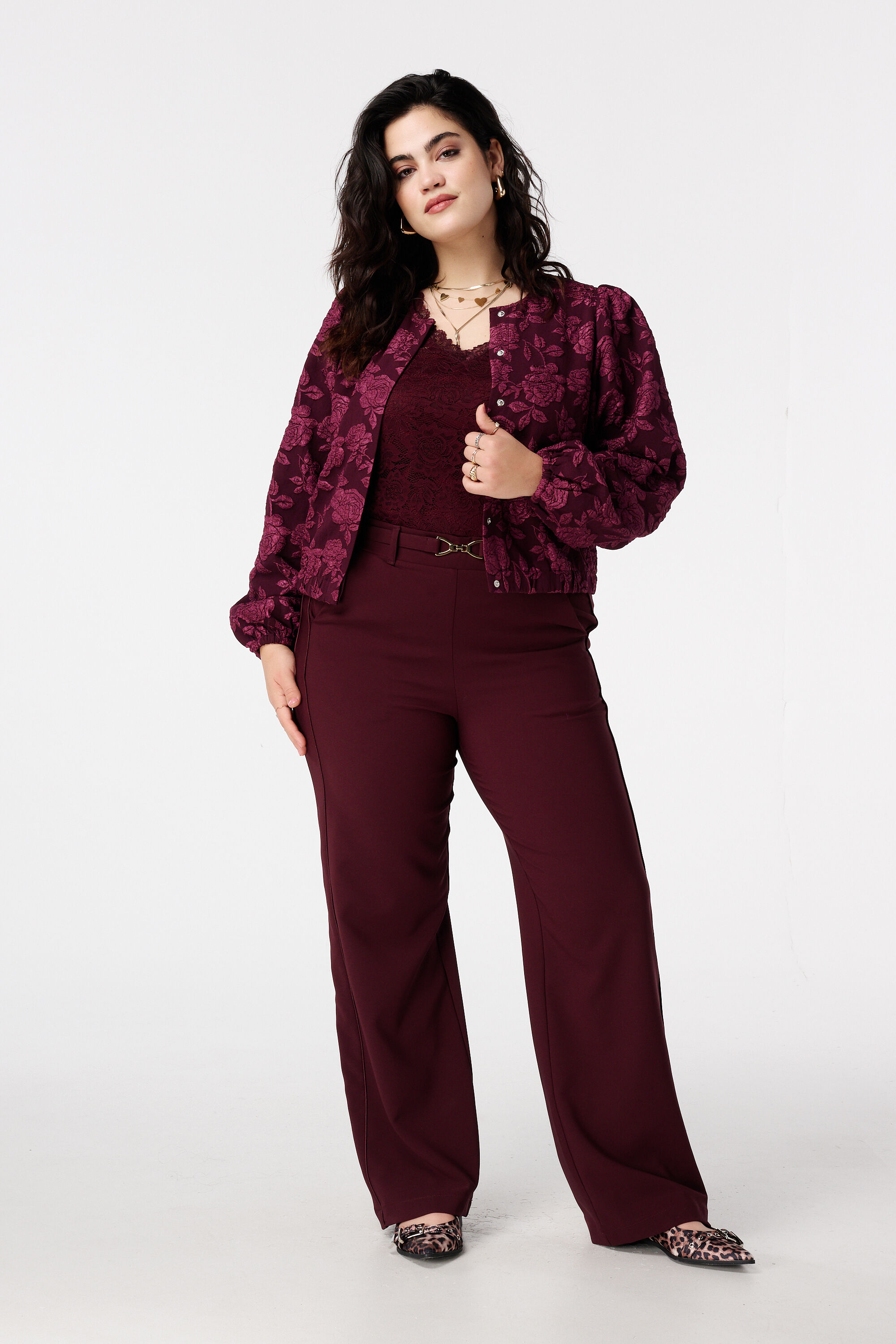 Jacquard bomber jasje met bloemenprint image number 5