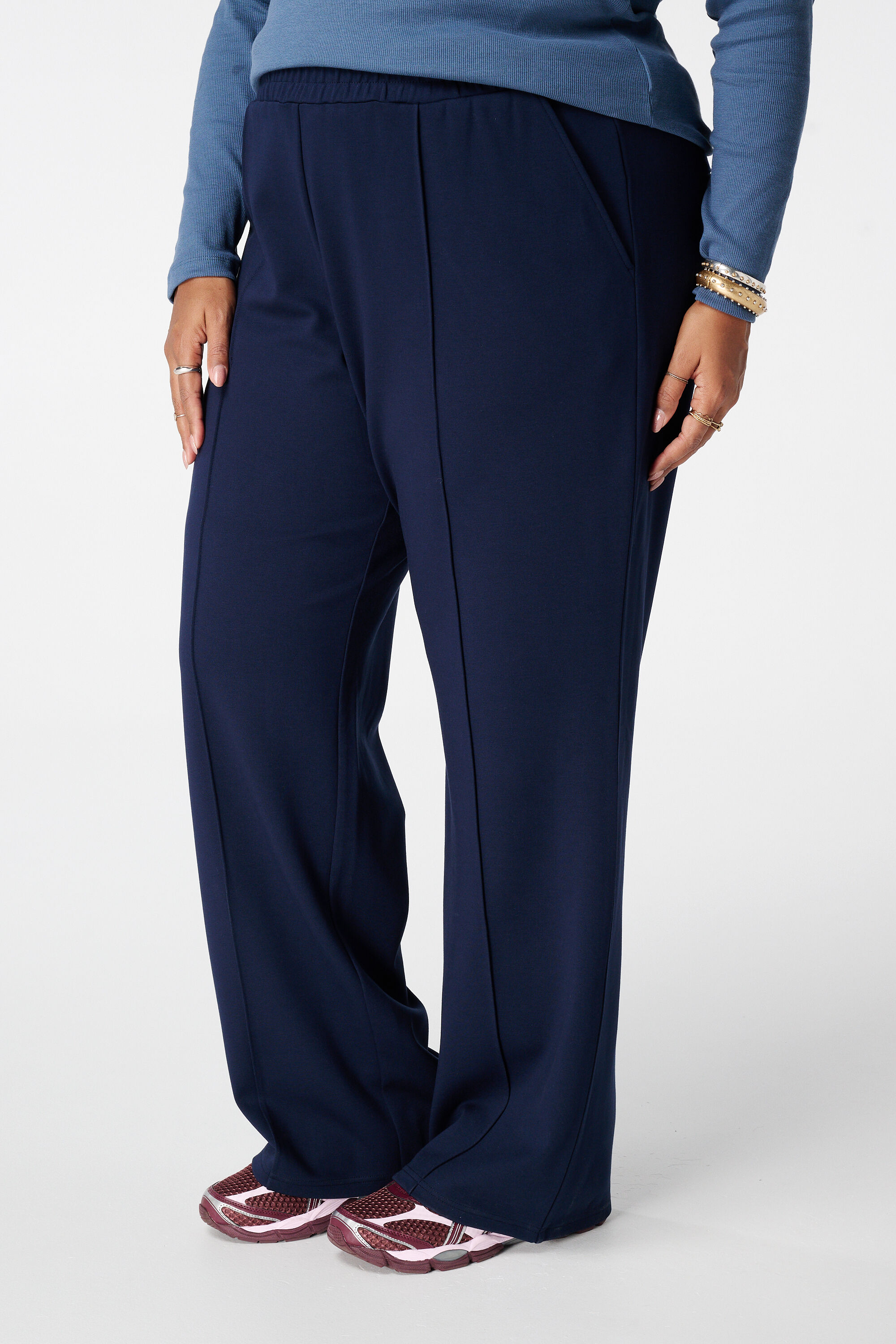 Wide leg pantalon met siernaden image number 5