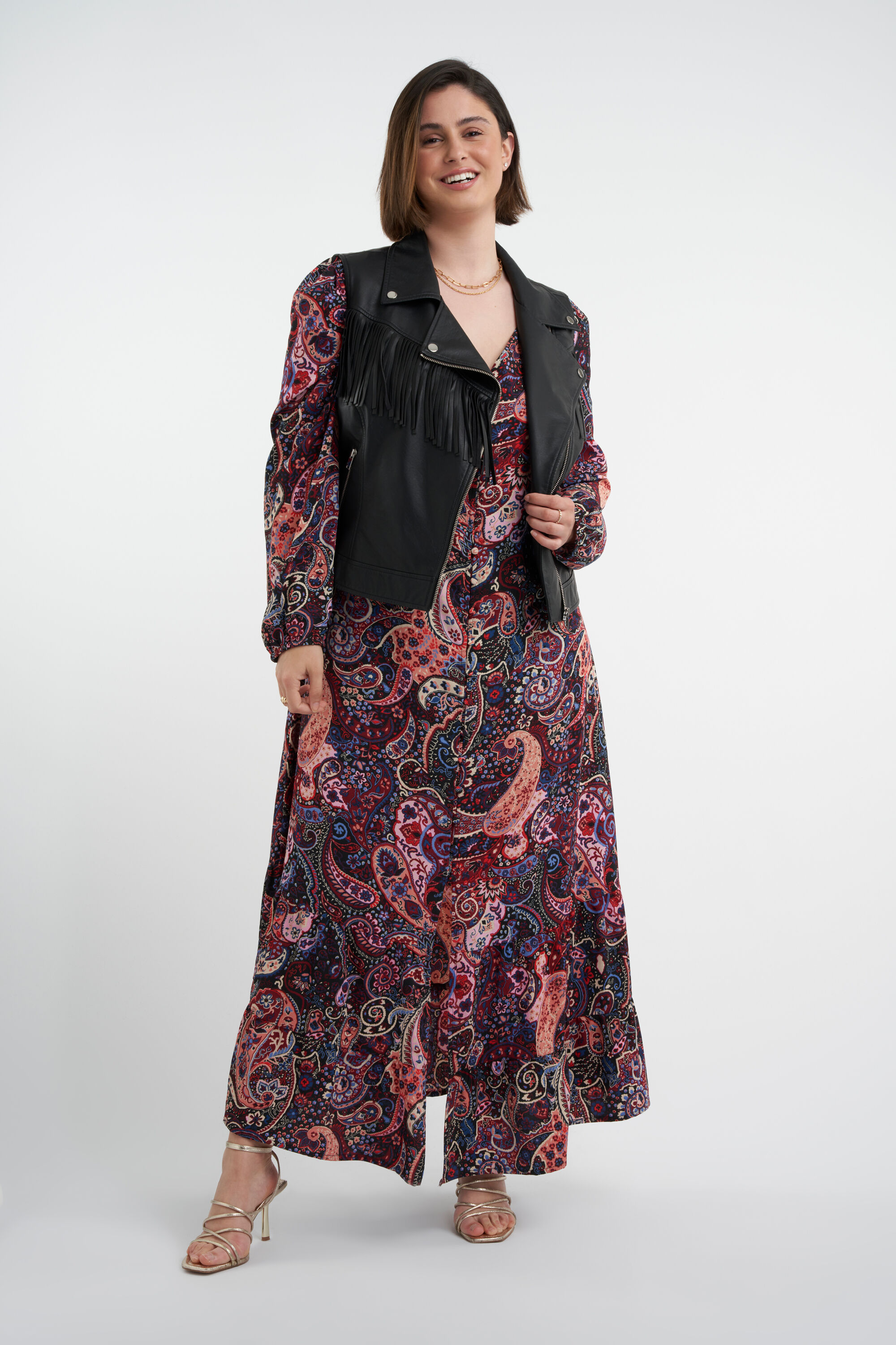 Imitatieleren gilet met franjes image number 5