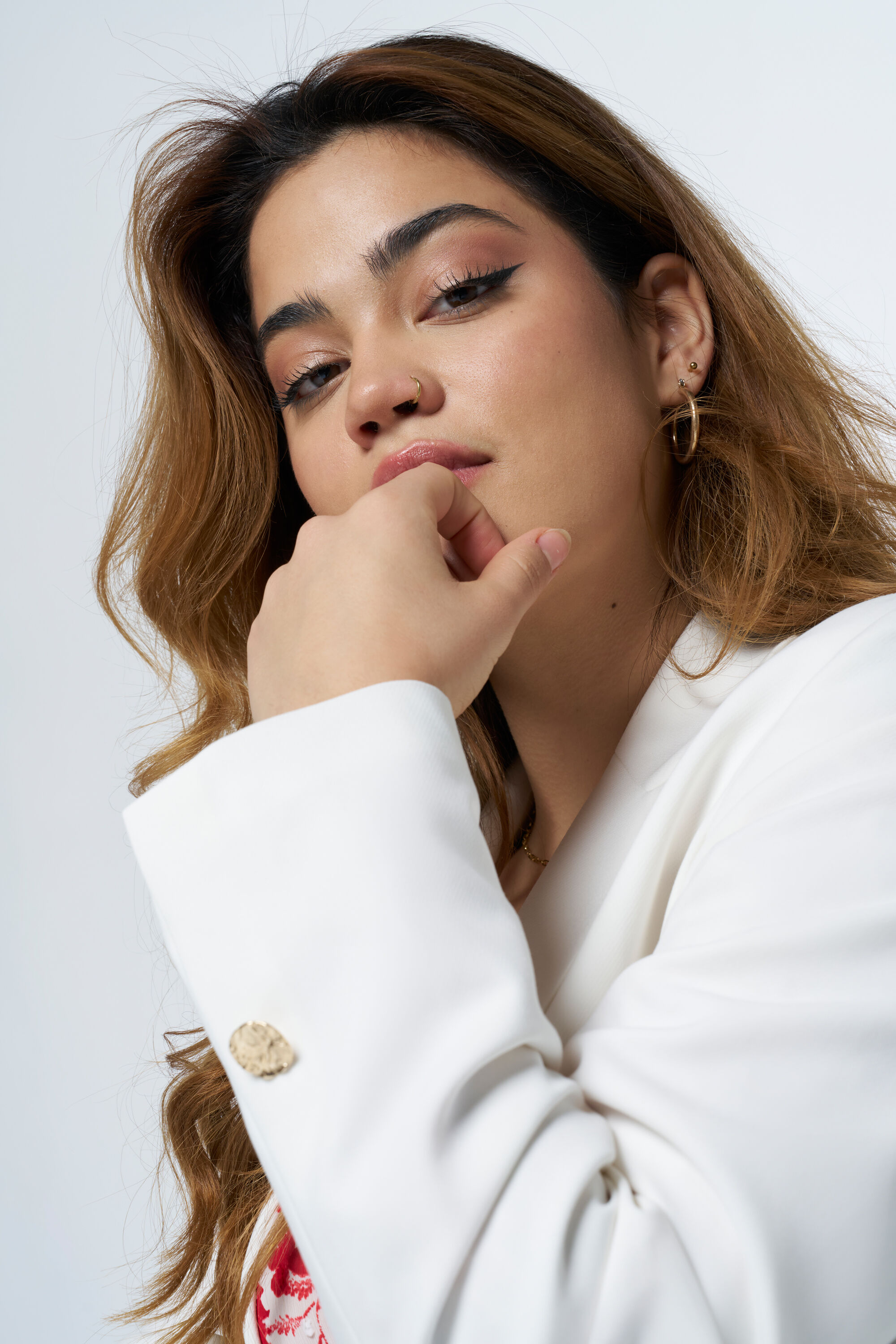 Dames Ruimvallende blazer met gouden knoop Cream MS Mode