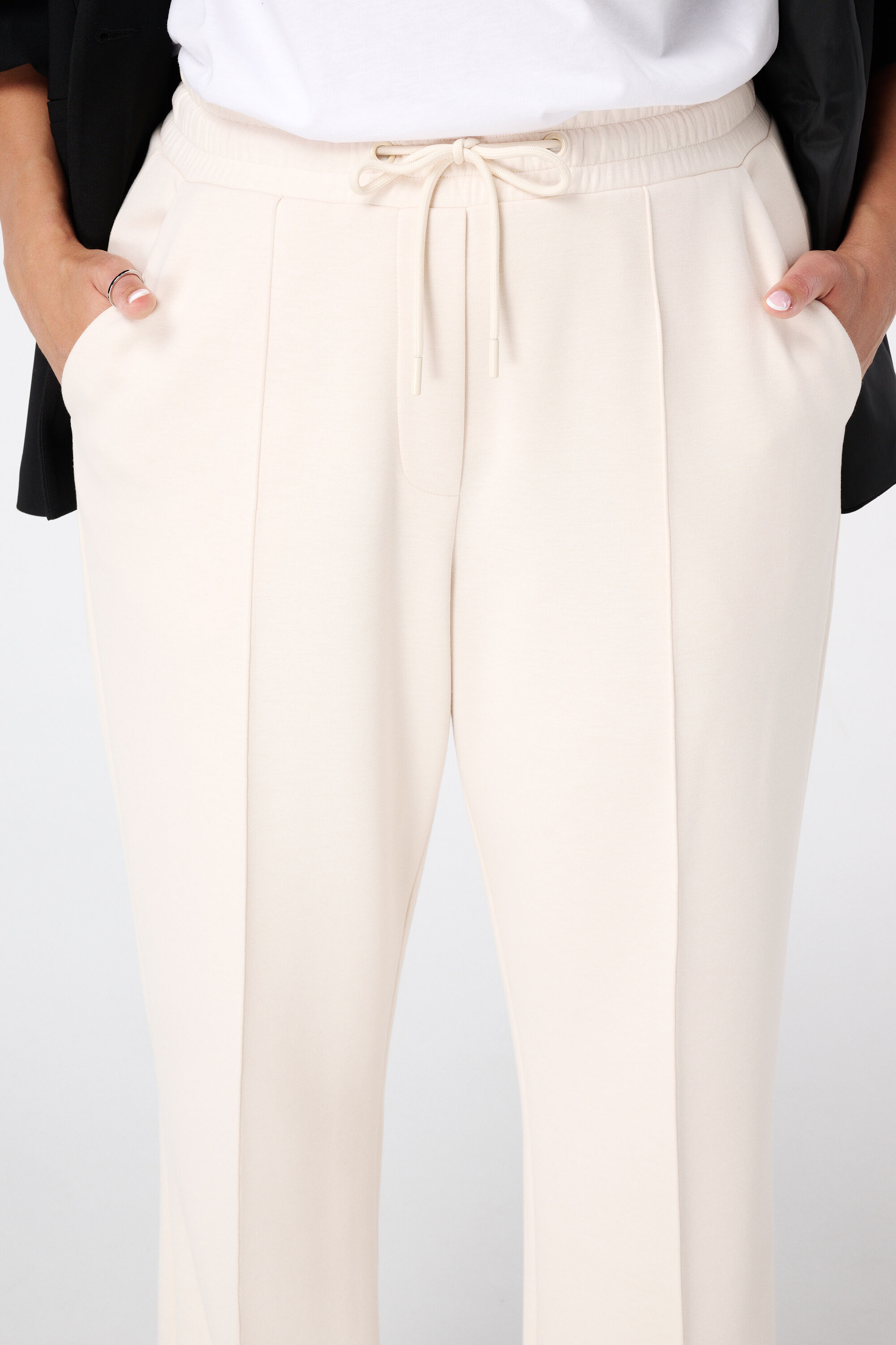 Broek met elastische taille en siernaad image number 4