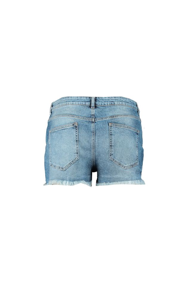 Denim short met parels en studs image number 2