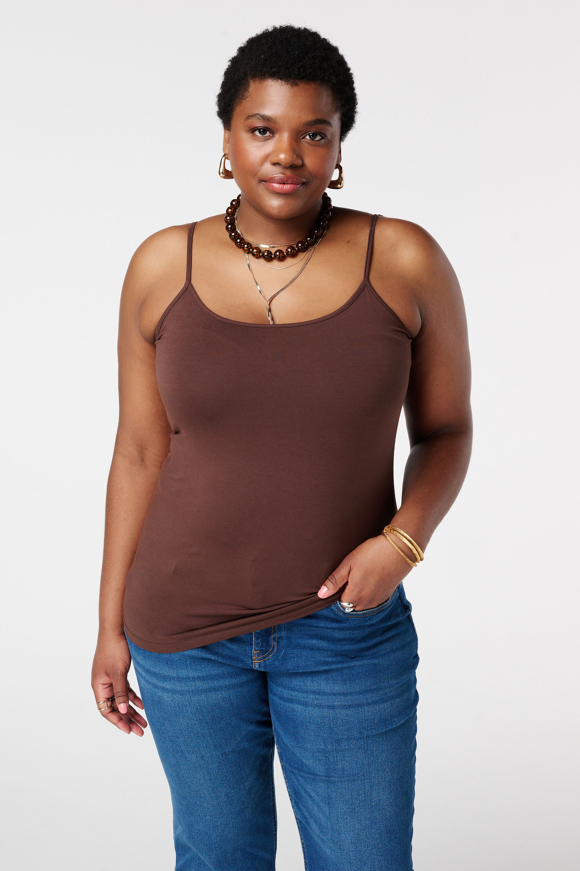 Spaghetti top met stretch