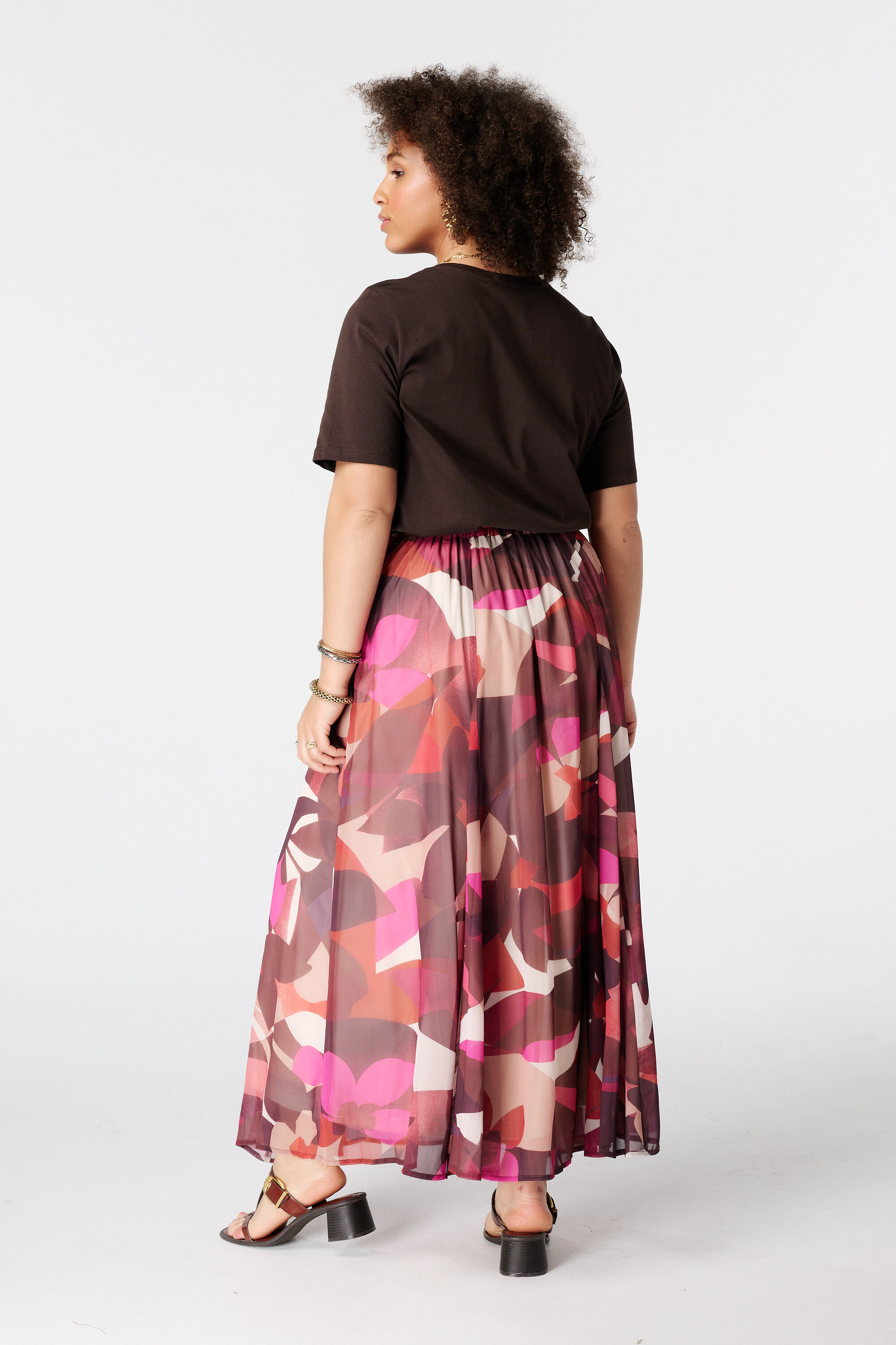 Satijnen midi rok met print image number 3