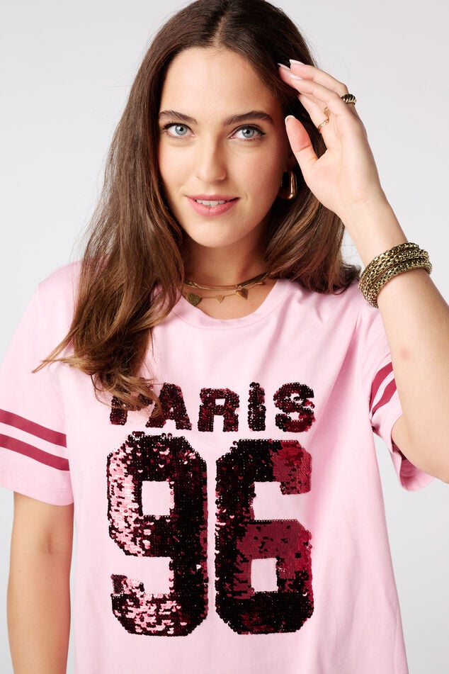 T-shirt met pailletten  image number 4