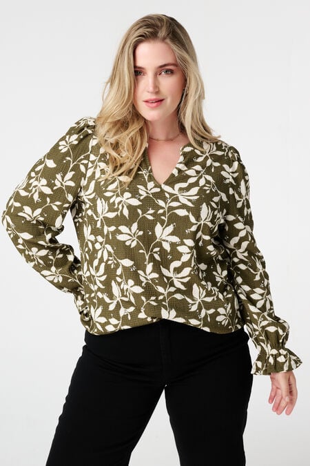 Top met print en stuctuur Top met print en stuctuur