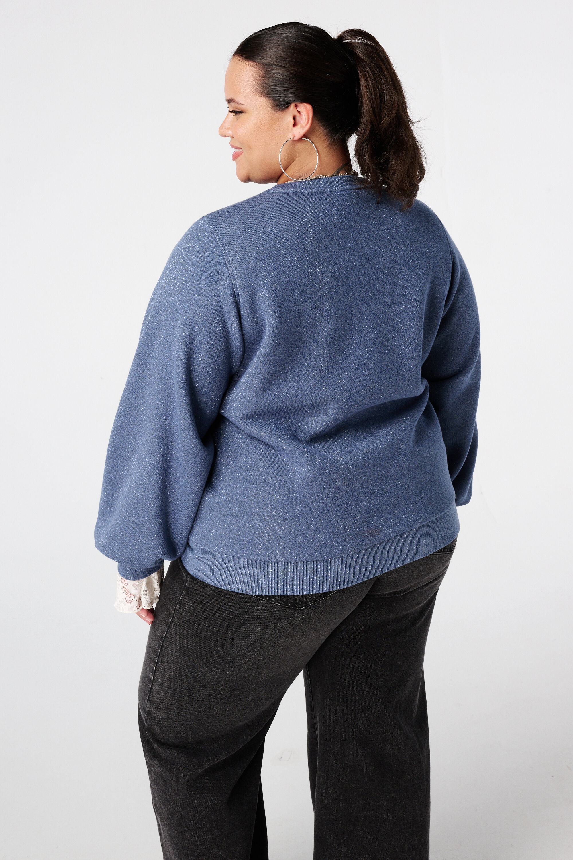 Sweater met lurex en glitter tekst image number 3